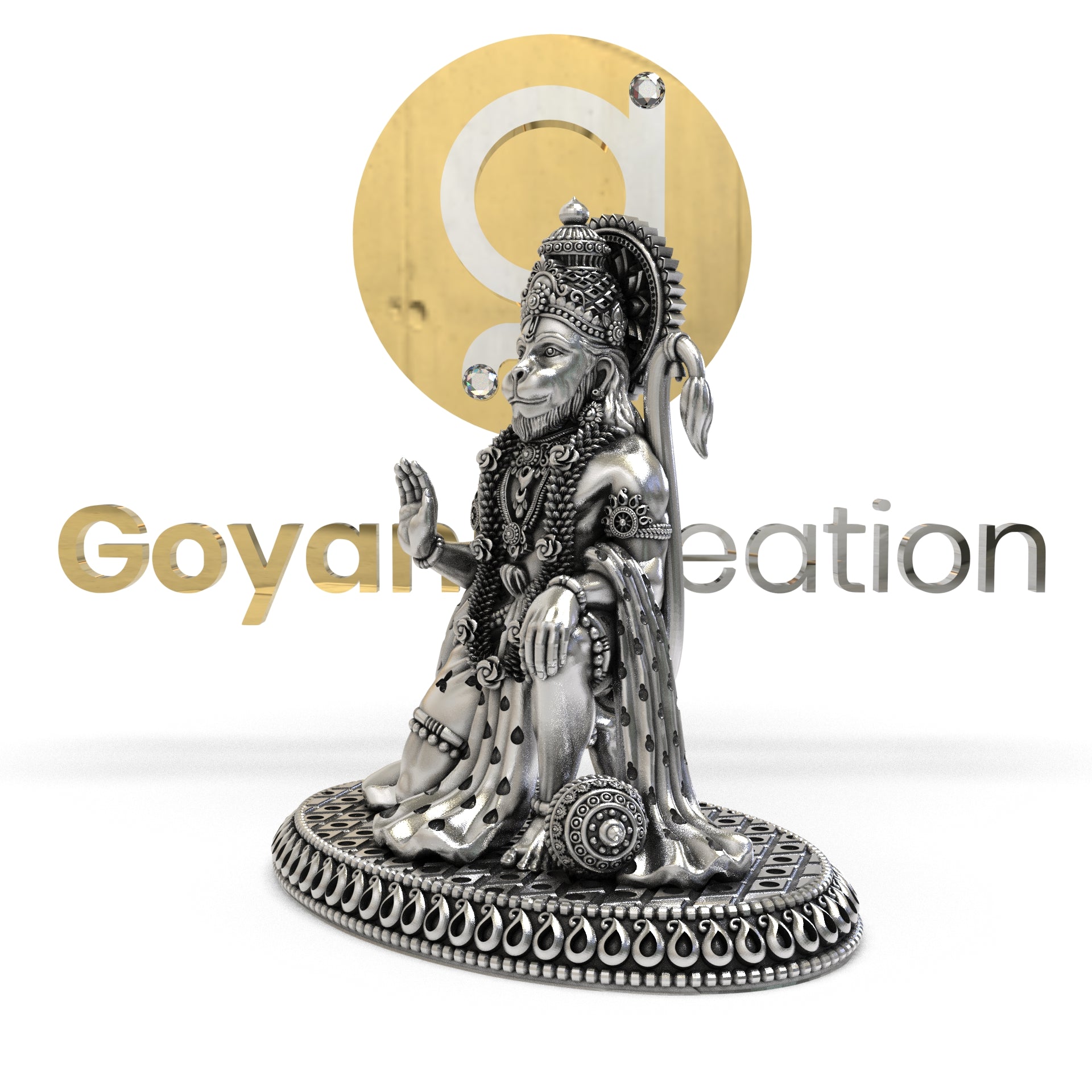 925 Silver Hanumanji 3D Idol