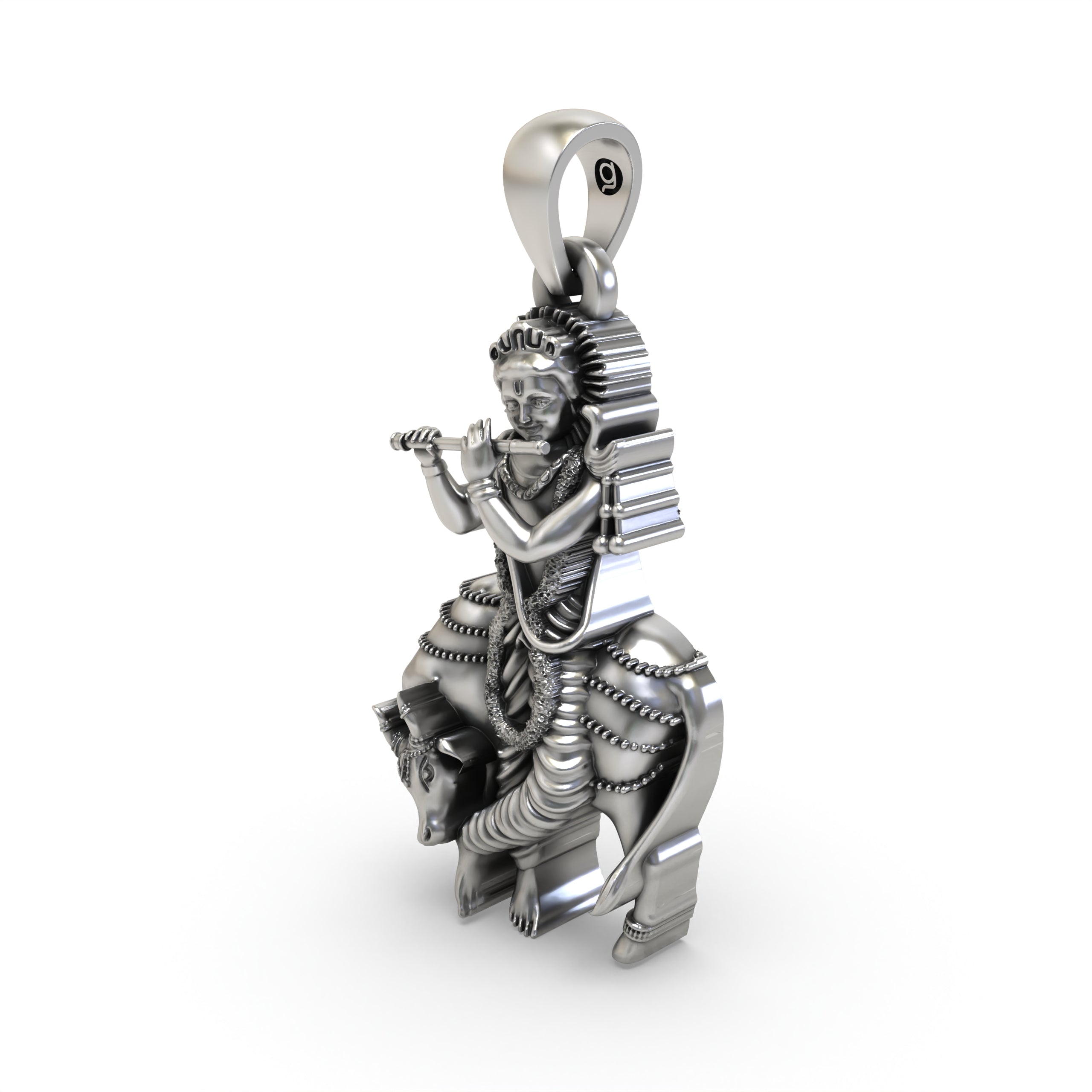 925 Silver Krishna with Cow Pendant – Gopala Govinda Venu Gopal Locket