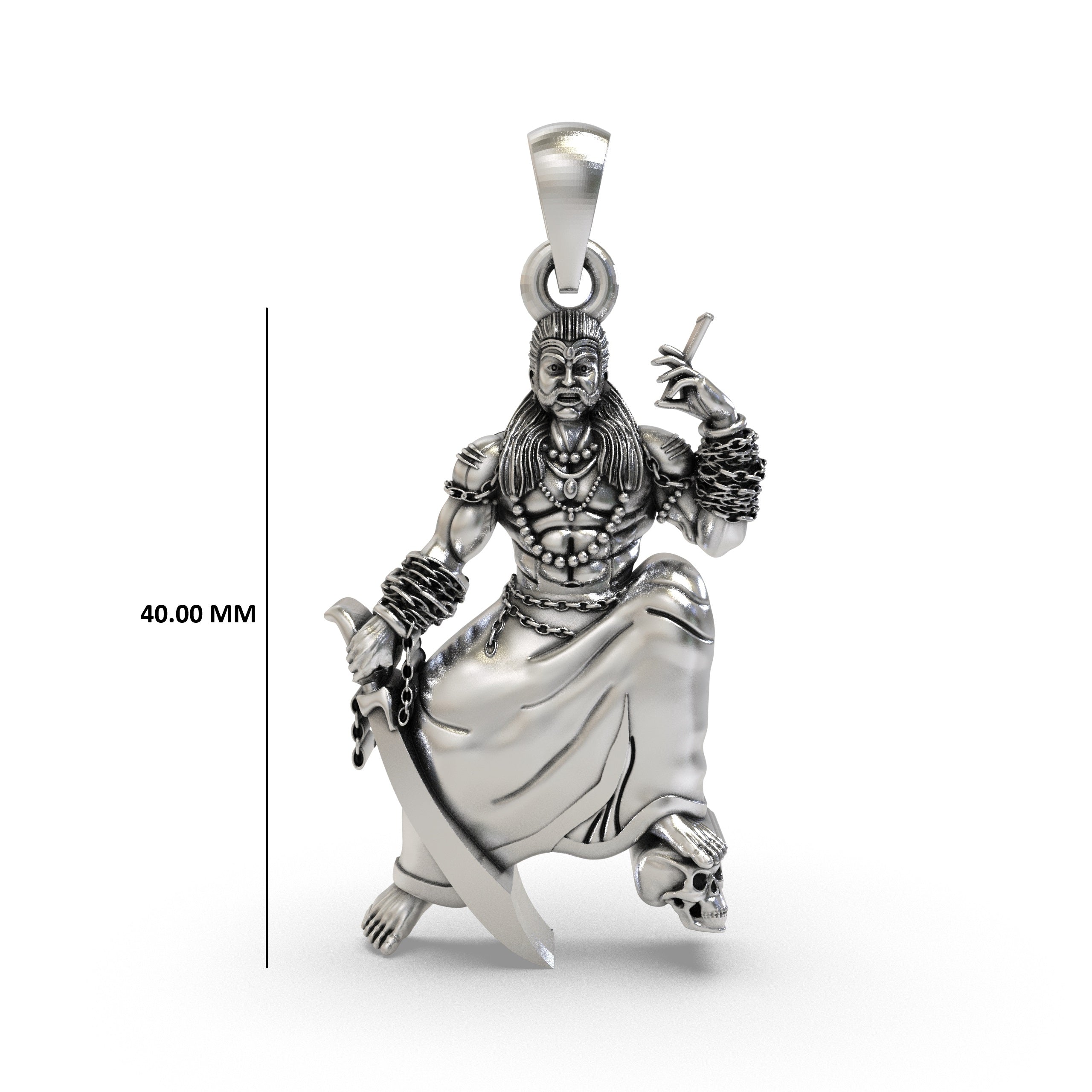 925 Silver Sanggili Karuppar Pendant – South Indian Guardian Deity Amulet