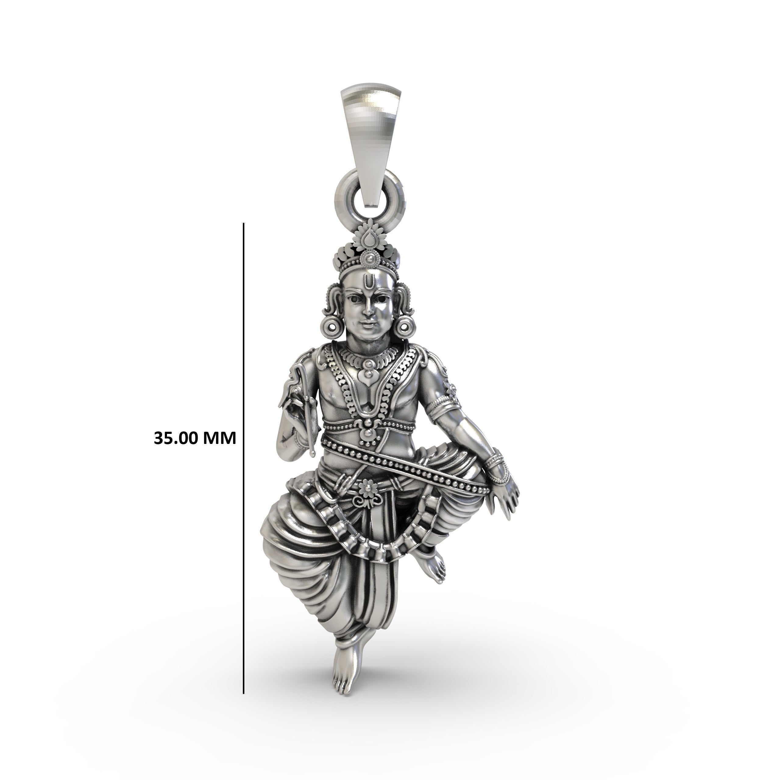 925 Silver Sastha Pendant – Lord Ayyappa Devotional Jewelry | South Indian Guardian Deity Amulet