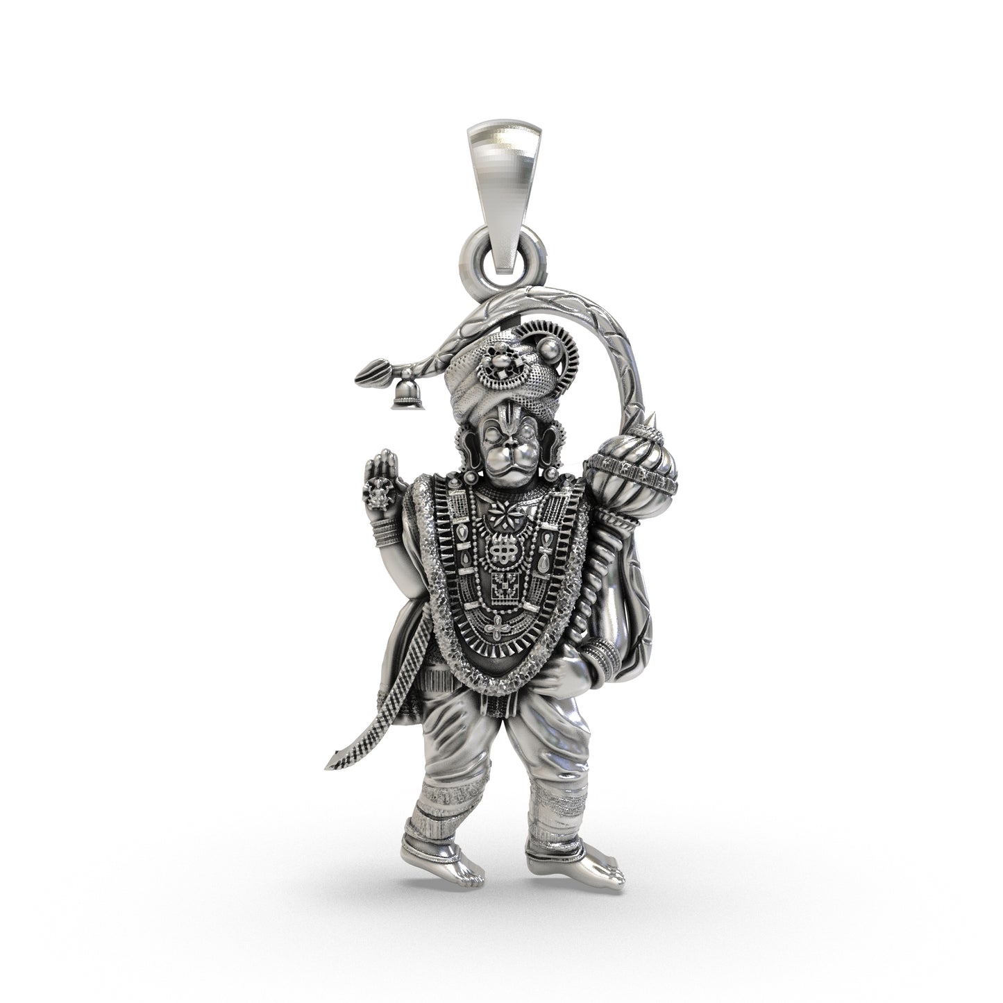 925 Silver Sri Ashtamsa Varadha Anjaneyar Hanumanji Pendant – Divine Protection and Strength