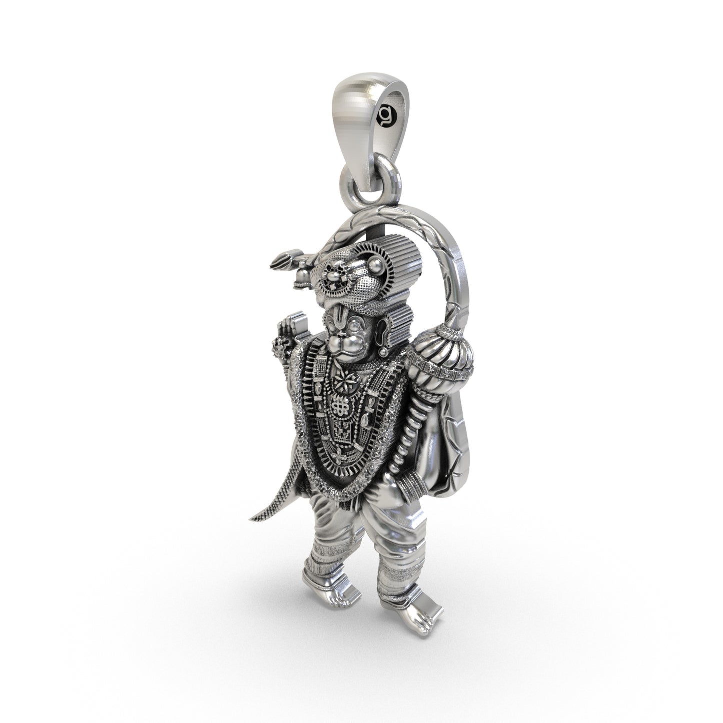 925 Silver Sri Ashtamsa Varadha Anjaneyar Hanumanji Pendant – Divine Protection and Strength