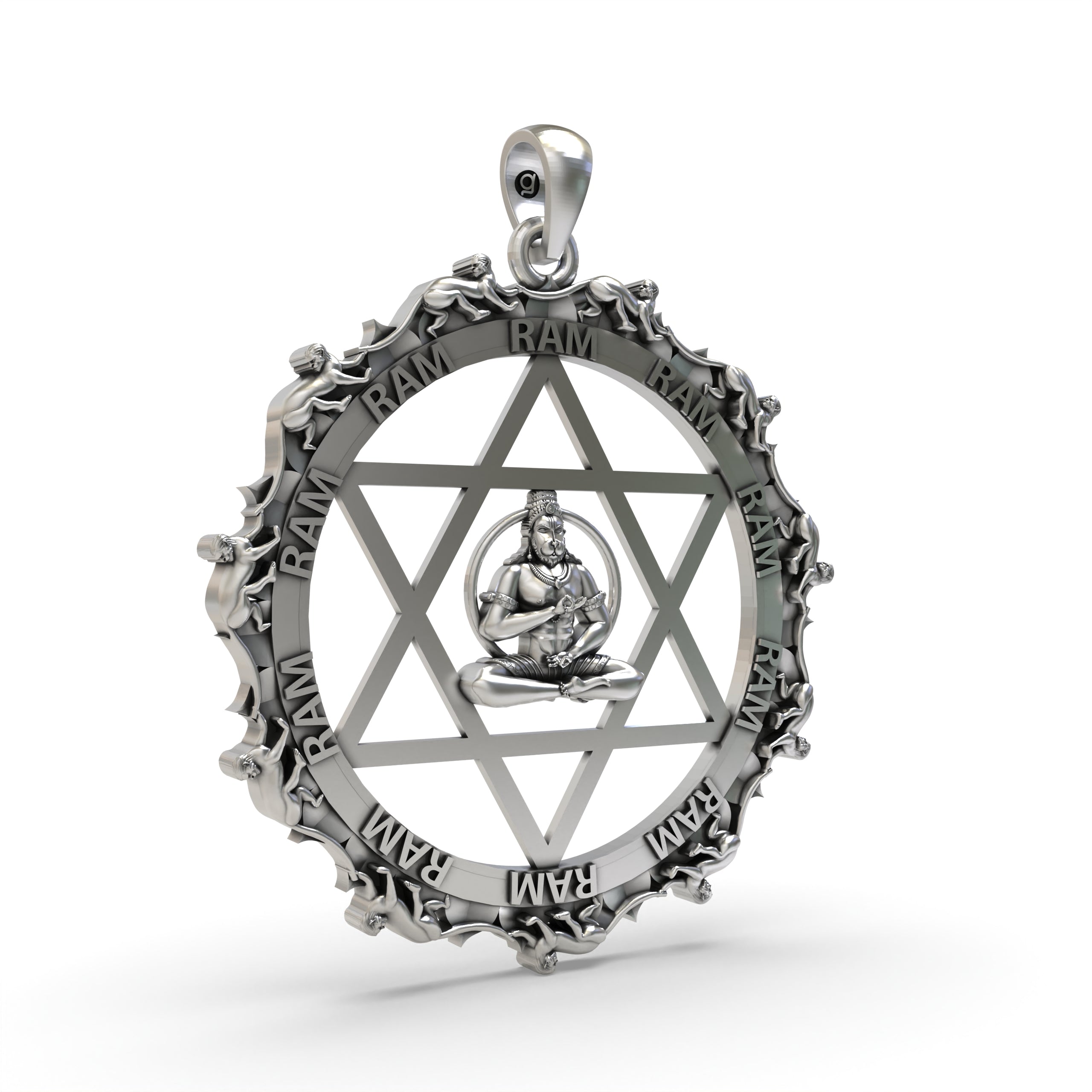 925 Silver Hanumanji with Star Pendant – Divine Strength Amulet | Hindu God Pendant for Protection & Courage