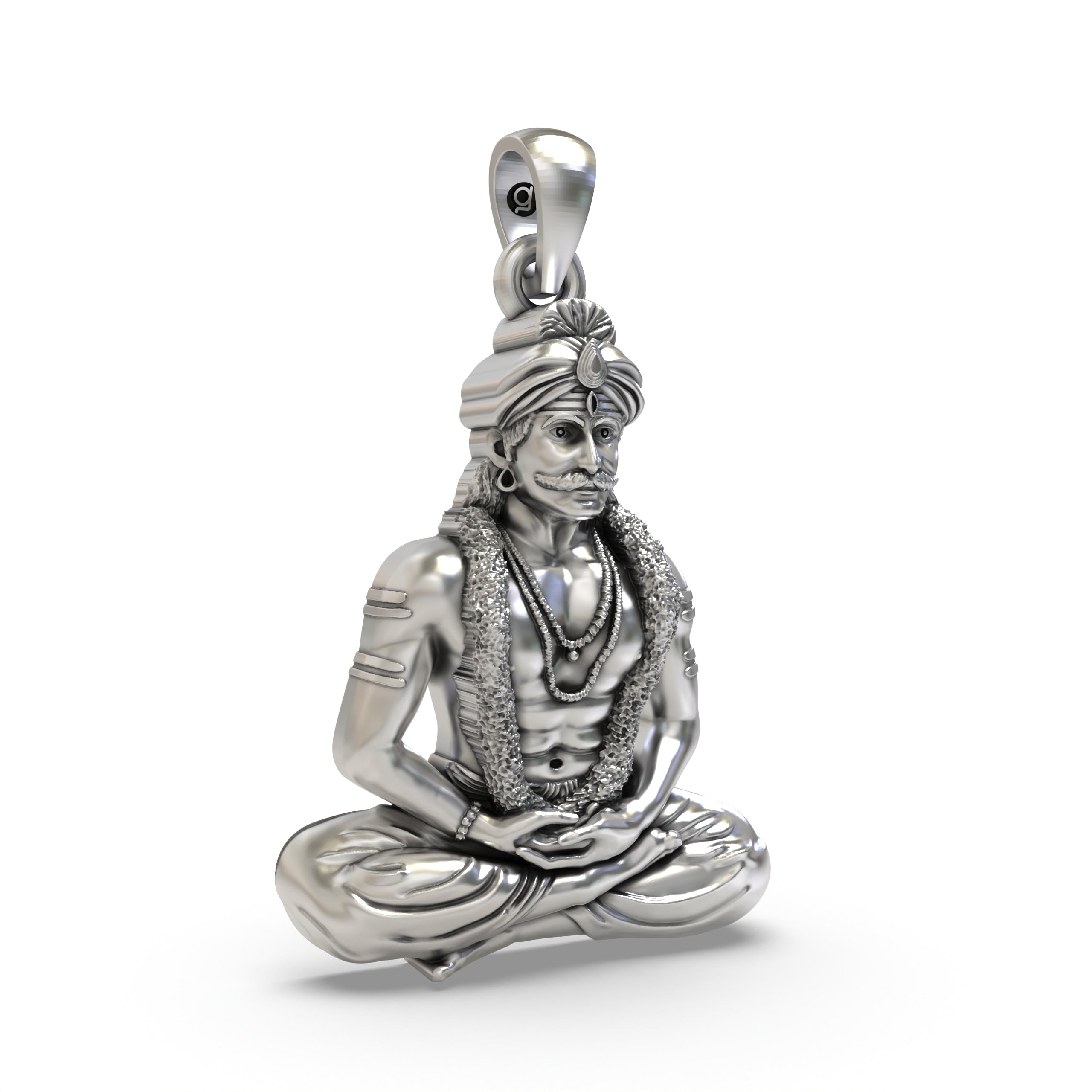 925 Silver Muneshwara Swamy Pendant – South Indian Guardian Deity Jewelry