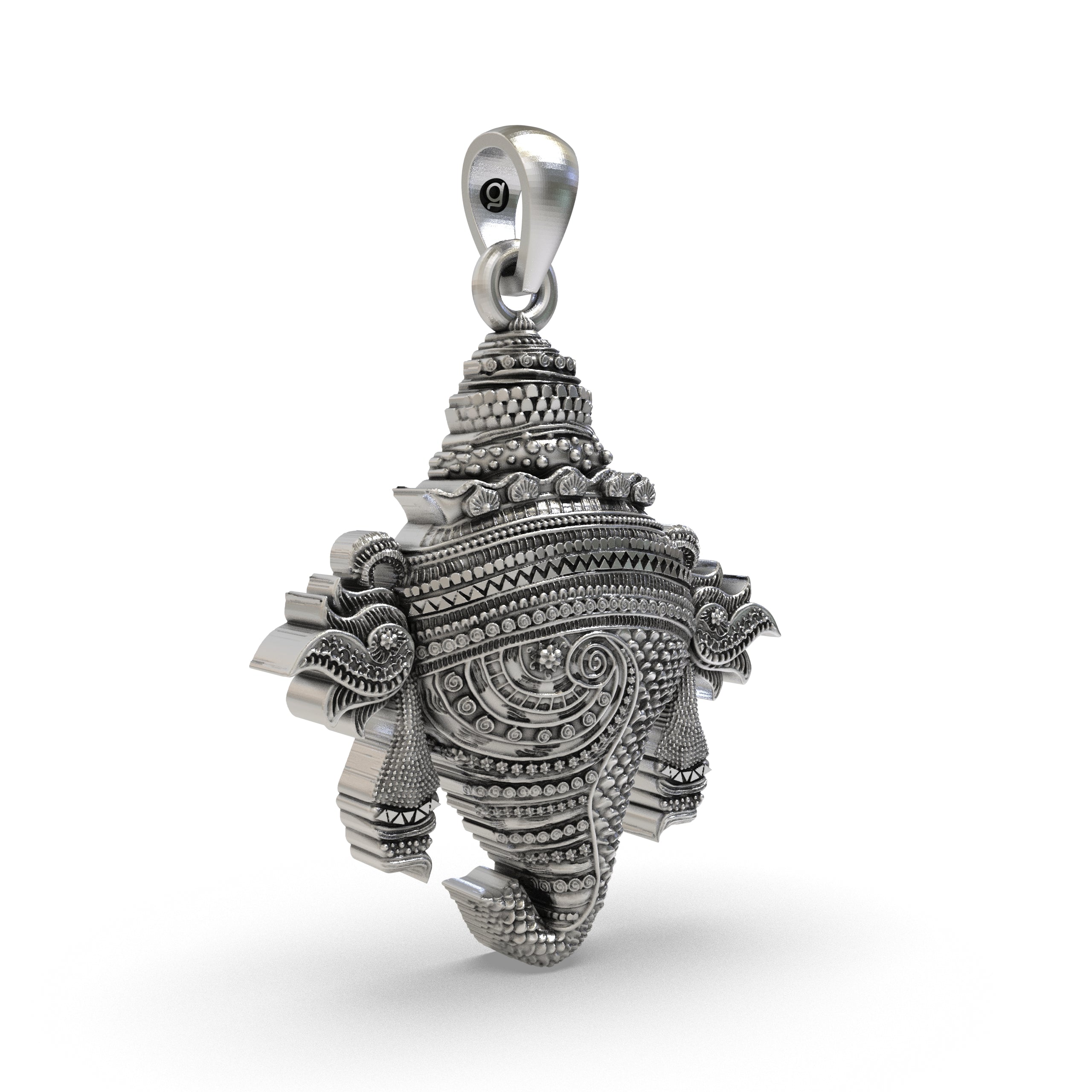 925 Sterling Silver Vishnu Shankh Pendant - Panchajanya