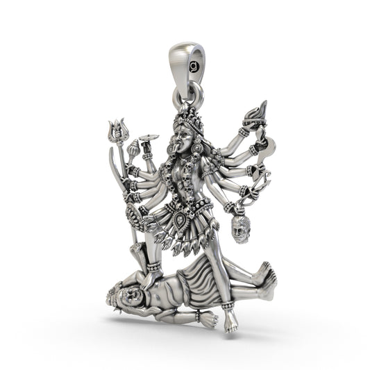 925 Silver Kali Maa Pendant | Powerful Spiritual Jewelry for Protection & Strength