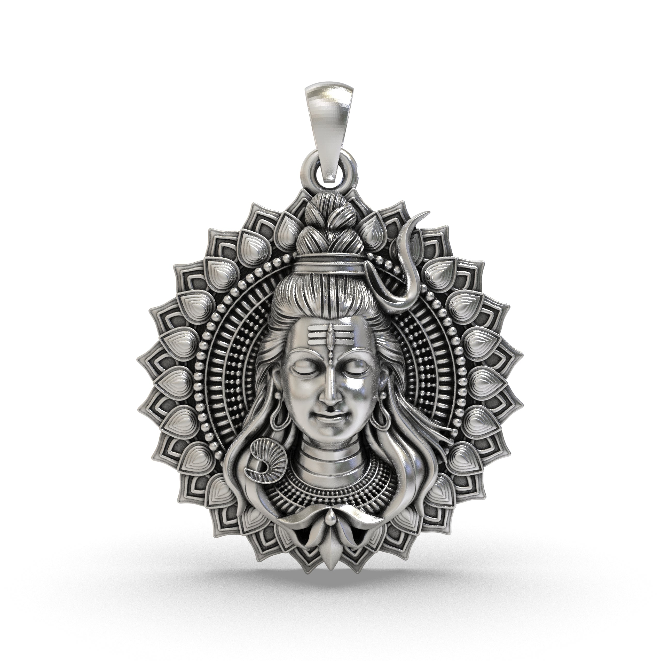 925 Silver Shiva Face Pendant