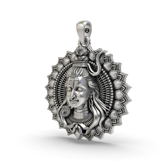 925 Silver Shiva Face Pendant