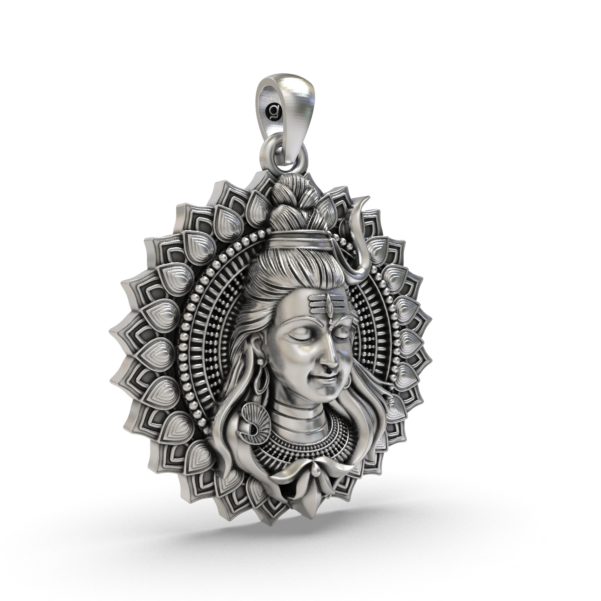 925 Silver Shiva Face Pendant