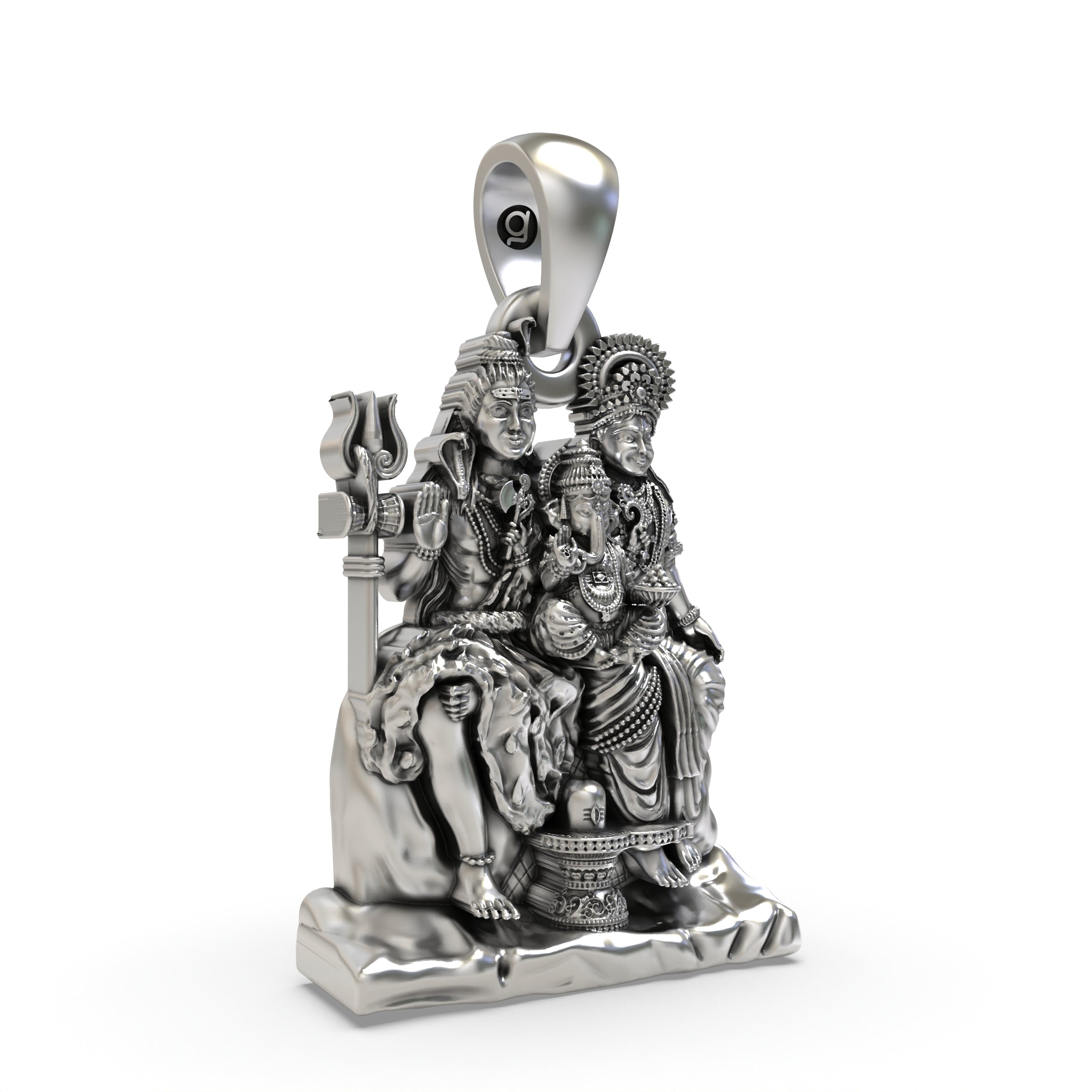 925 Silver Shiva Family Pendant – Lord Shiva, Parvati & Ganesha Devotional Jewelry