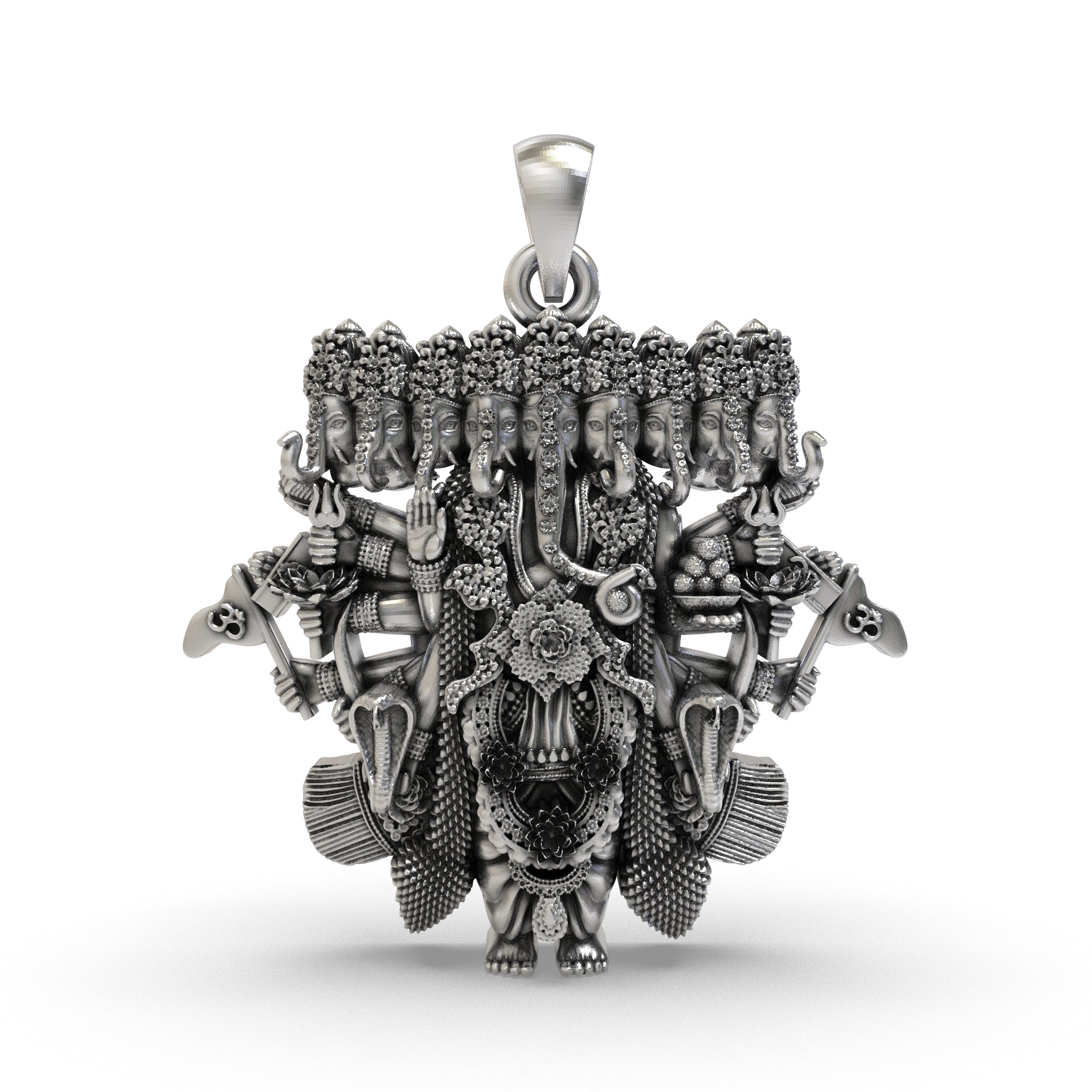 925 Silver Ganesh Nine Heads Pendant