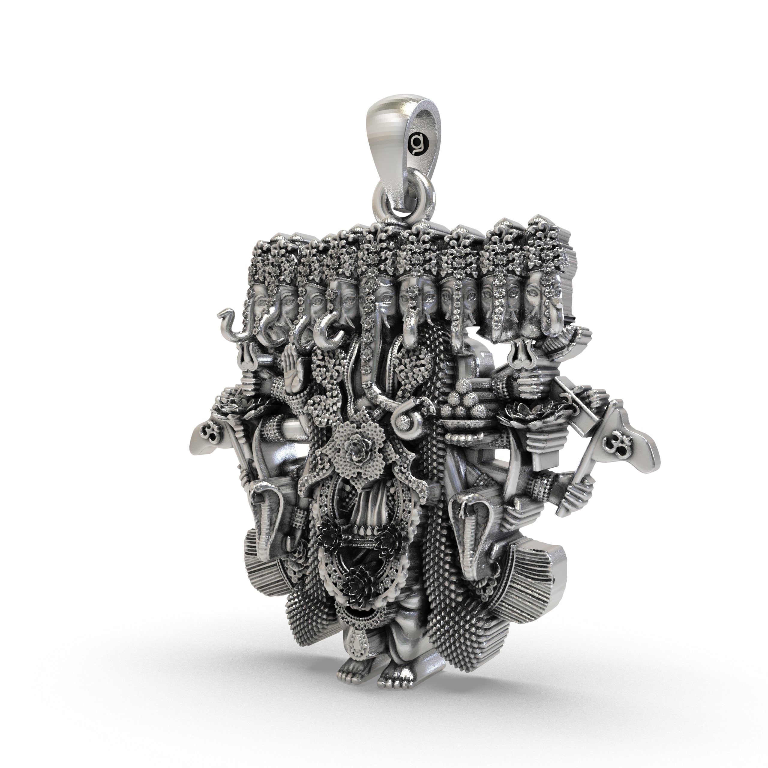 925 Silver Ganesh Nine Heads Pendant