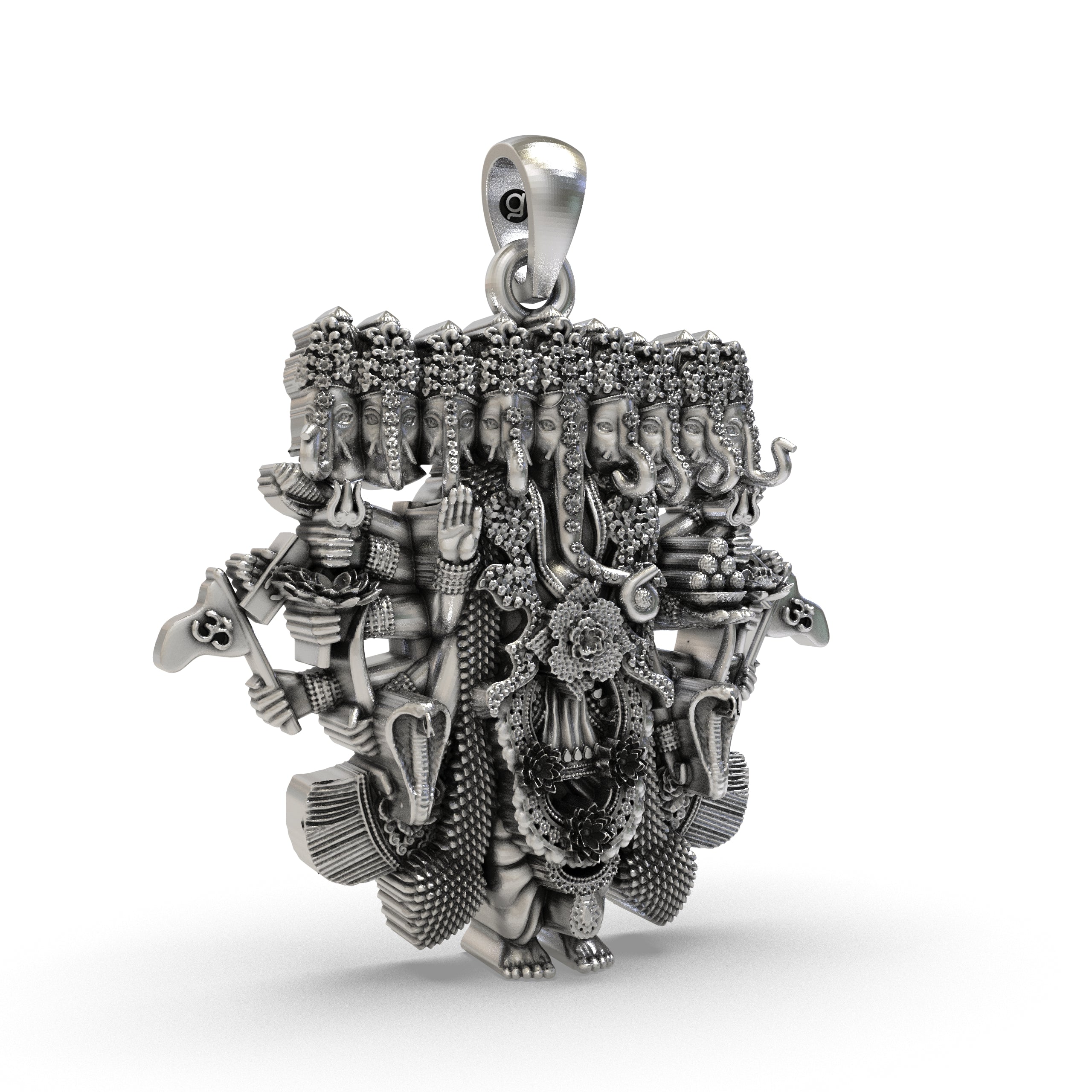 925 Silver Ganesh Nine Heads Pendant