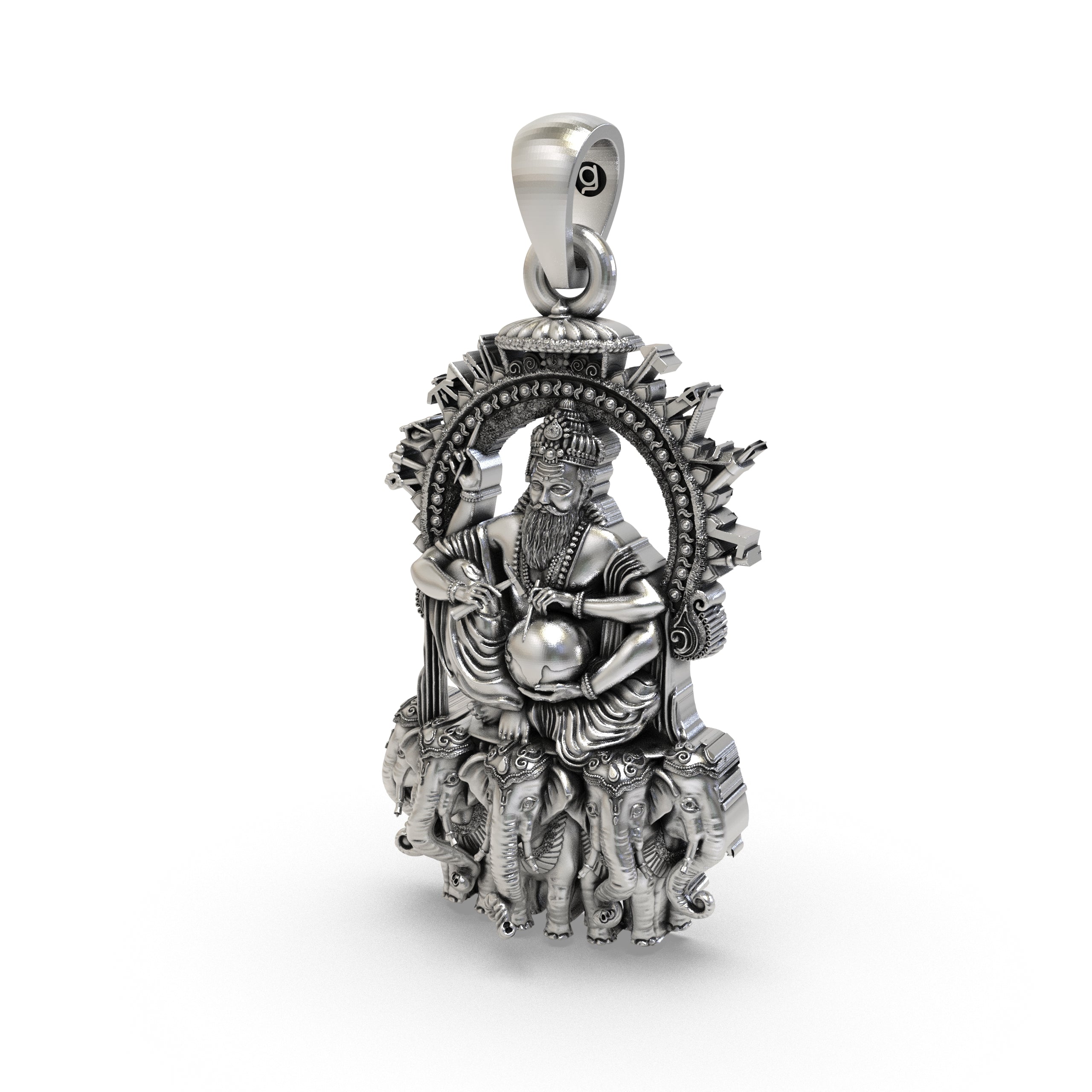 925 Silver Vishvakarman Pendant – Divine Architect of the Gods