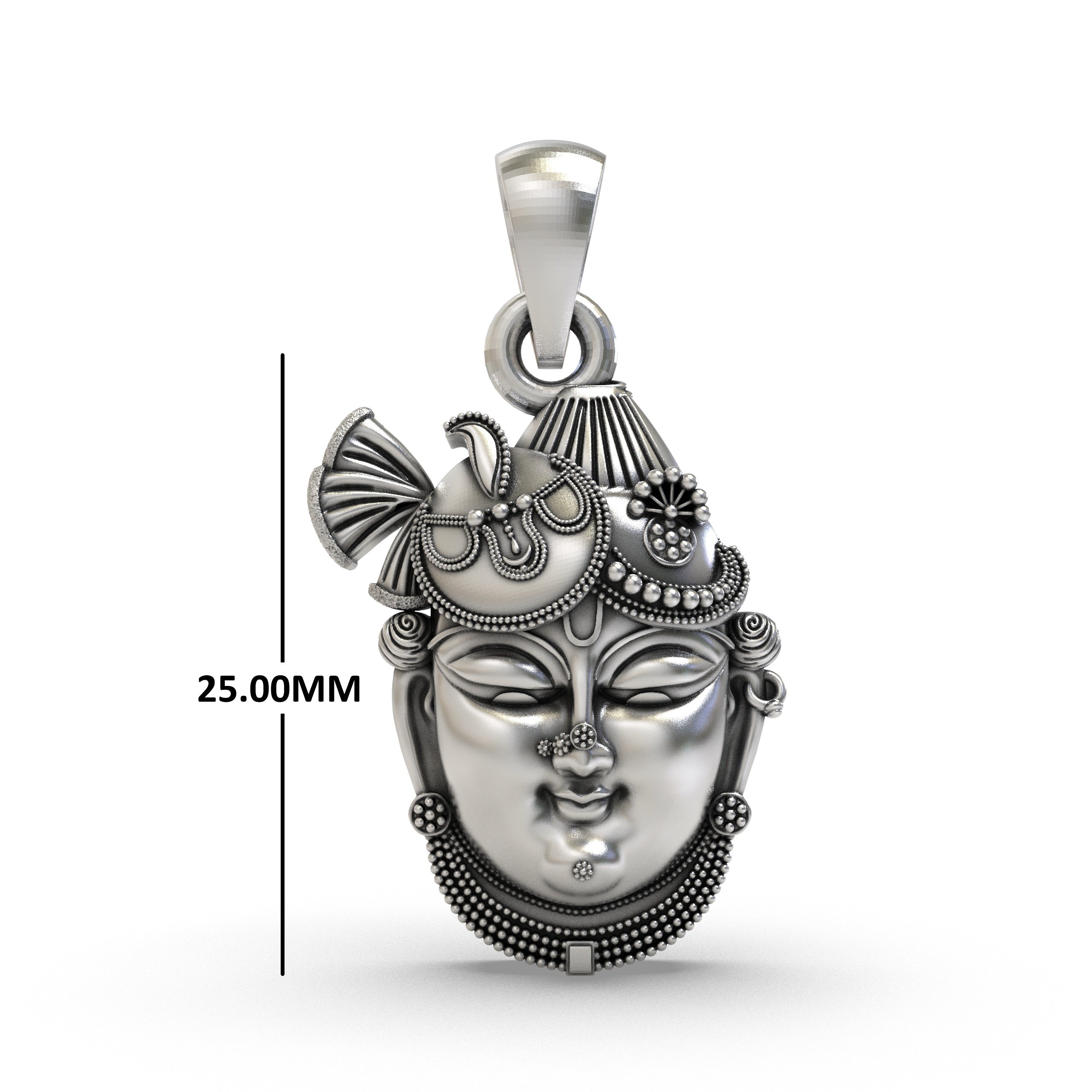925 Silver Shrinathji Face Pendant – Exquisite Krishna Idol Jewelry