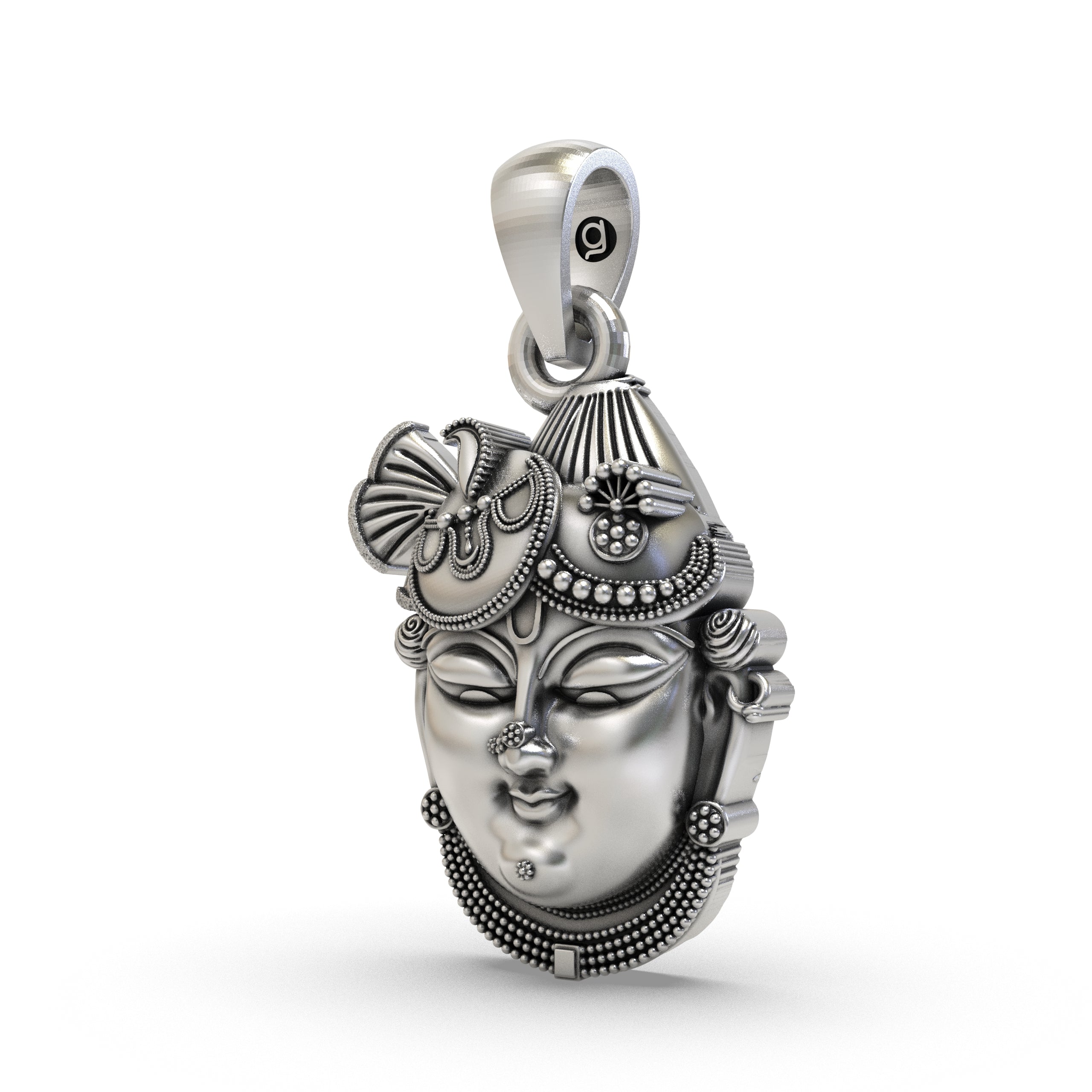 Shrinathji Face Pendant 925 Silver | Nathdwara Krishna Pendant | Spiritual Hindu God Jewelry for Men & Women | Handmade Divine Locket