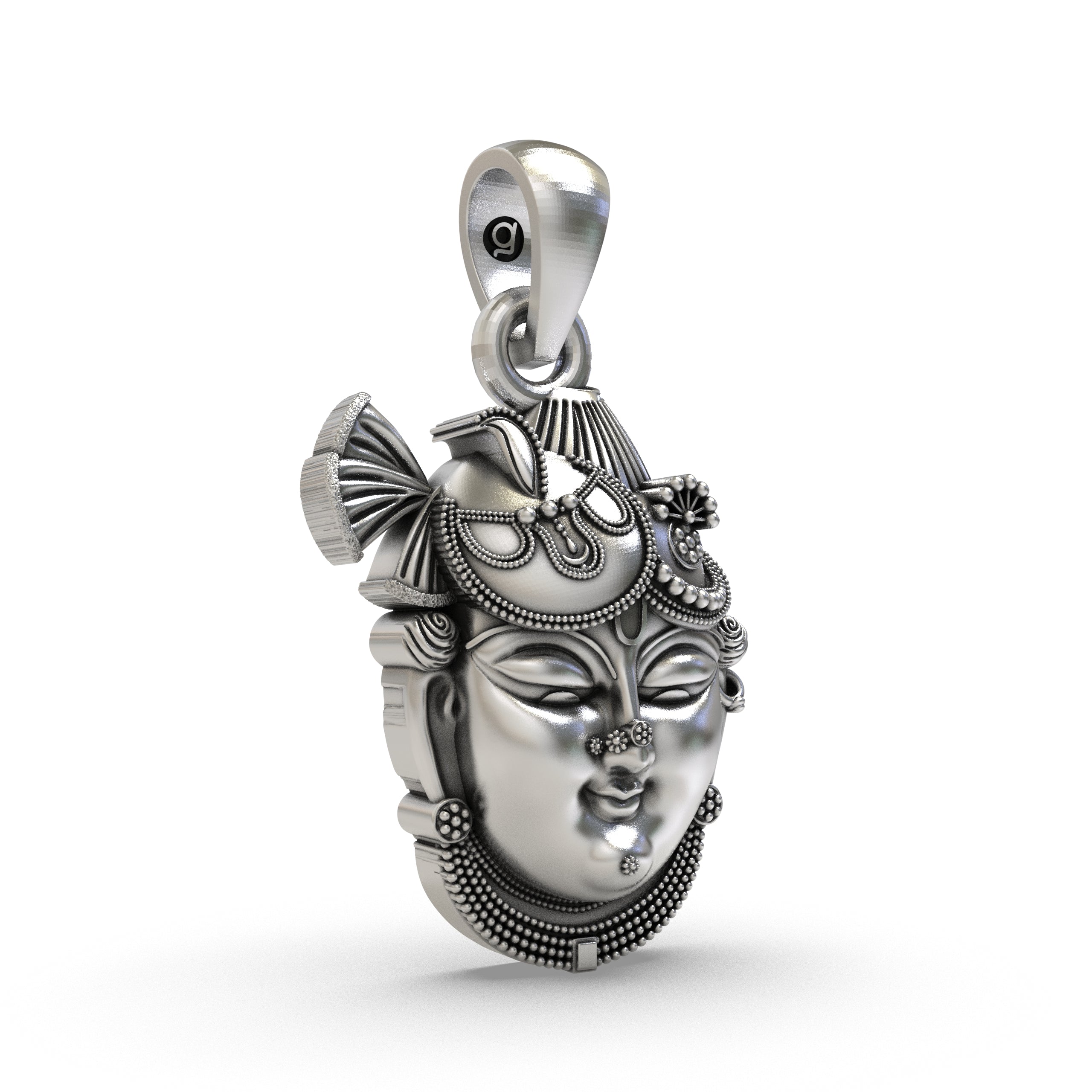 Shrinathji Face Pendant 925 Silver | Nathdwara Krishna Pendant | Spiritual Hindu God Jewelry for Men & Women | Handmade Divine Locket