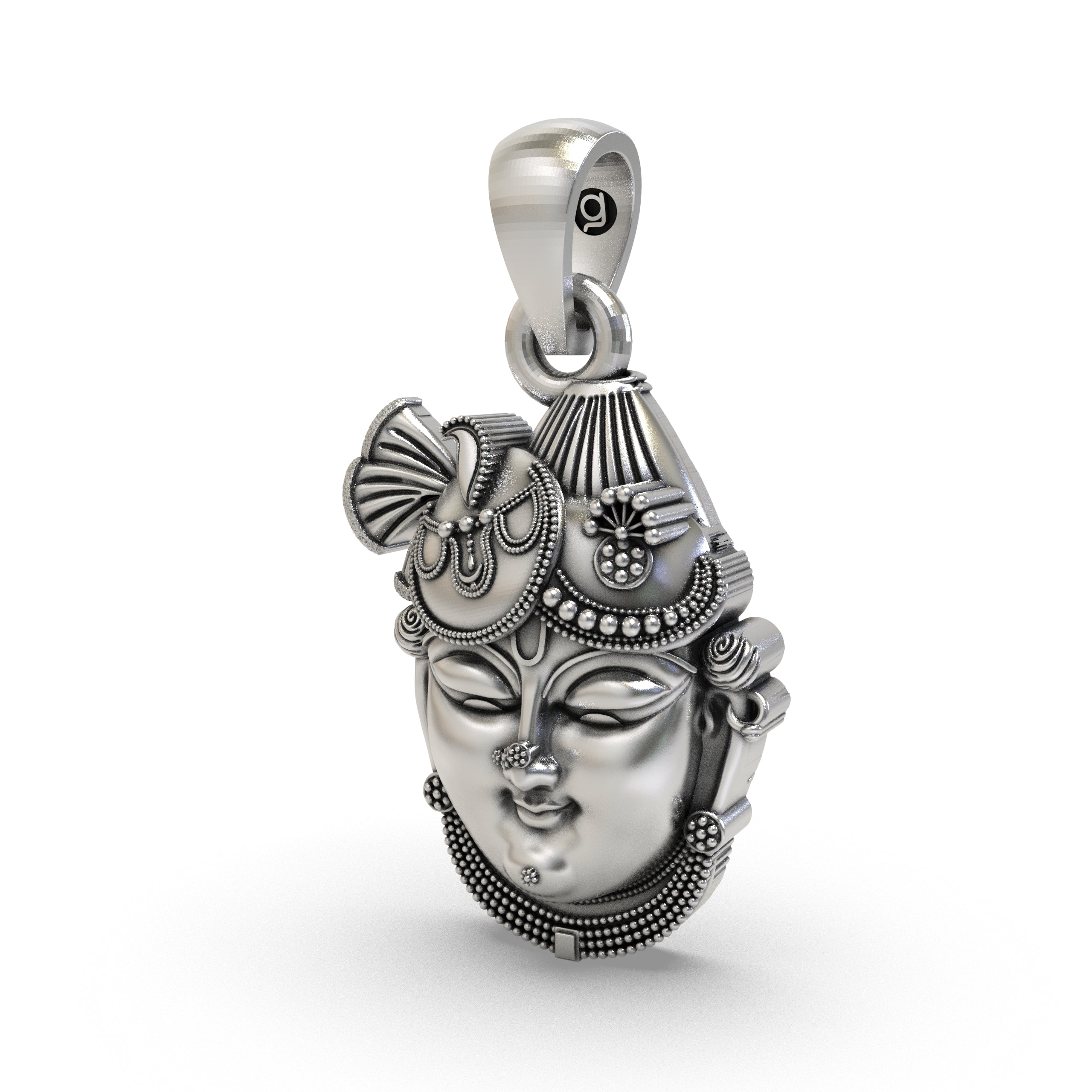 Shrinathji Face Pendant 925 Silver | Nathdwara Krishna Pendant | Spiritual Hindu God Jewelry for Men & Women | Handmade Divine Locket