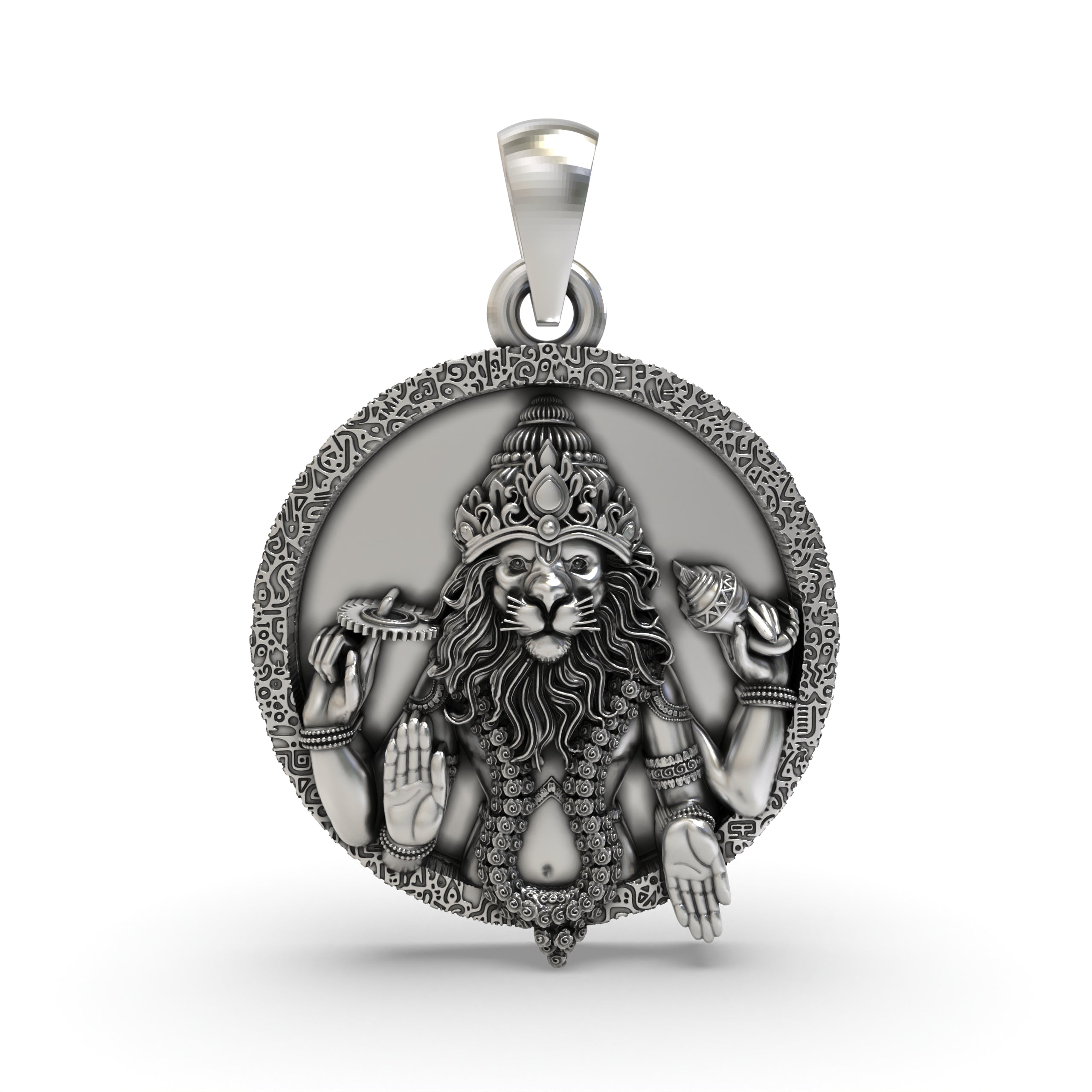 925 Silver Narsimha Pendant – Fierce Lion-Man Avatar of Lord Vishnu