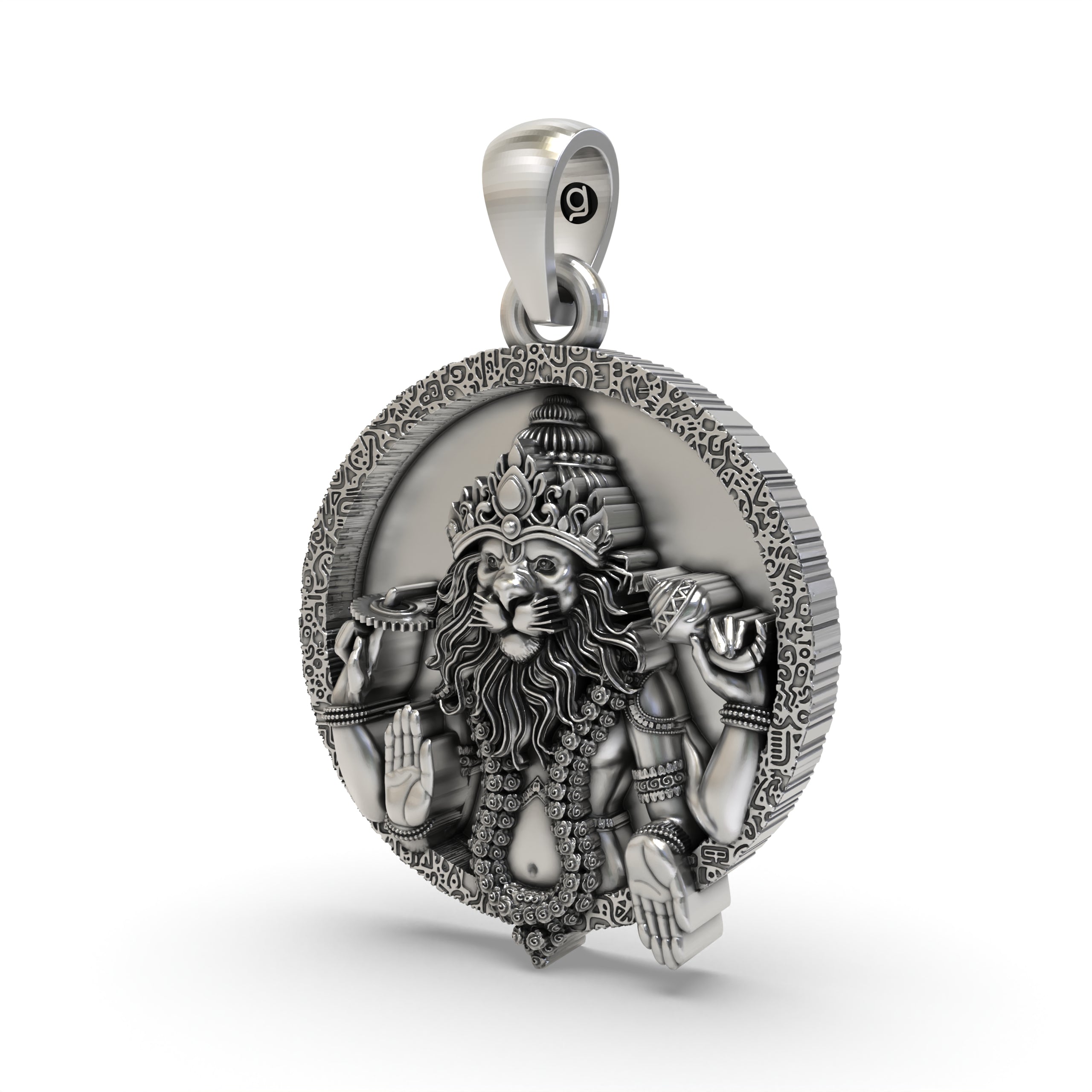 925 Silver Narsimha Pendant – Fierce Lion-Man Avatar of Lord Vishnu