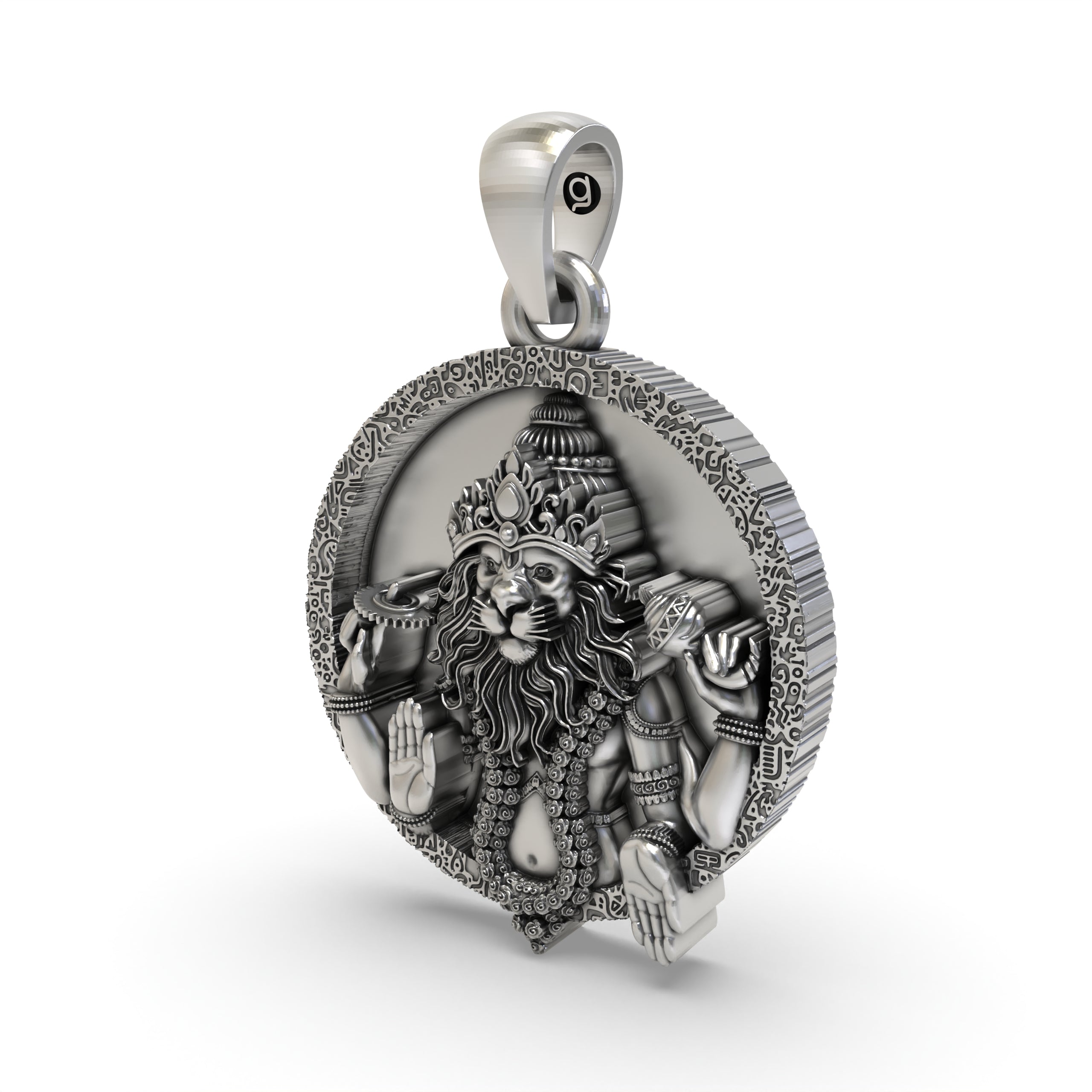 925 Silver Narsimha Pendant – Fierce Lion-Man Avatar of Lord Vishnu