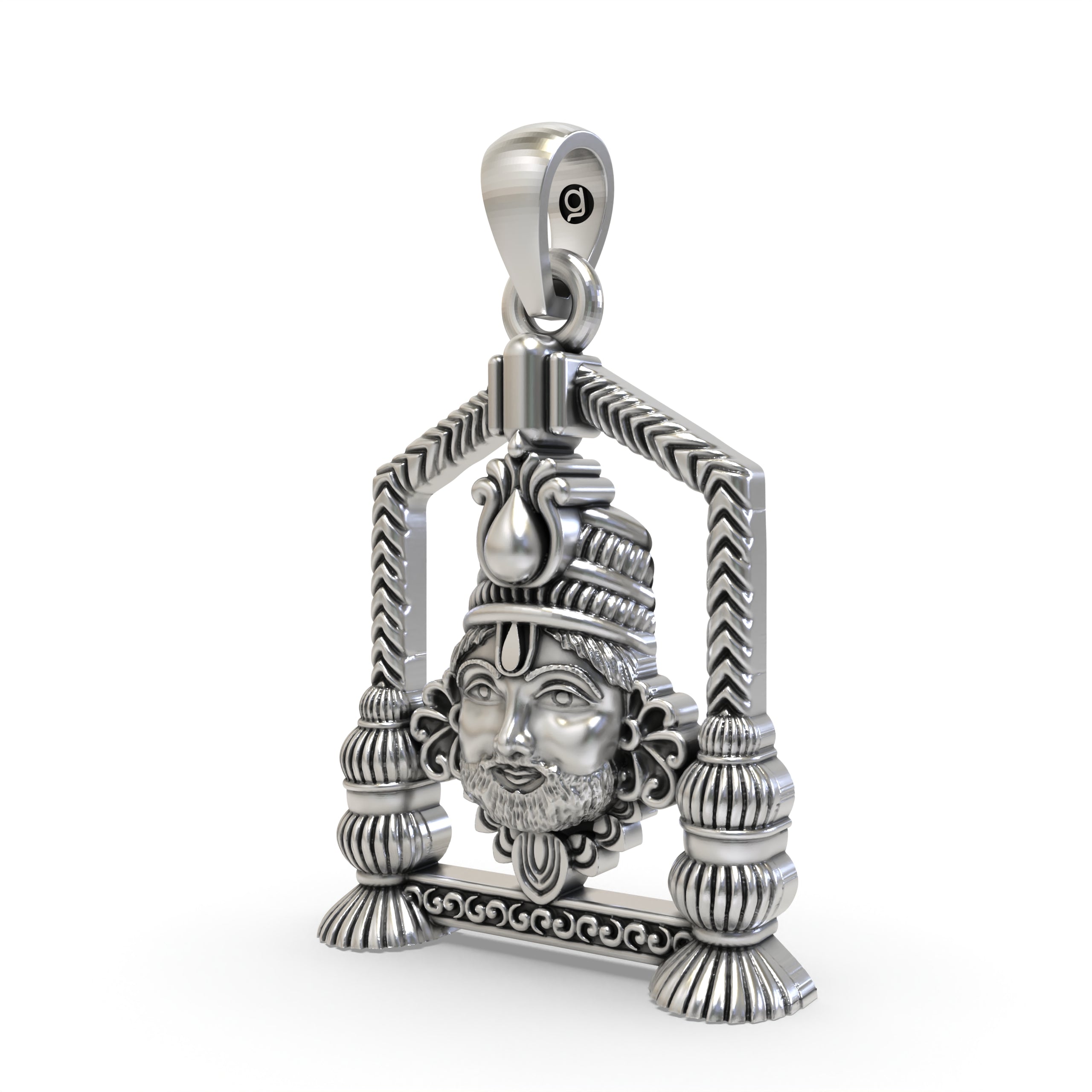 Khatu Shyam Ji Face Pendant in 925 Silver | Spiritual Jewelry for Devotees
