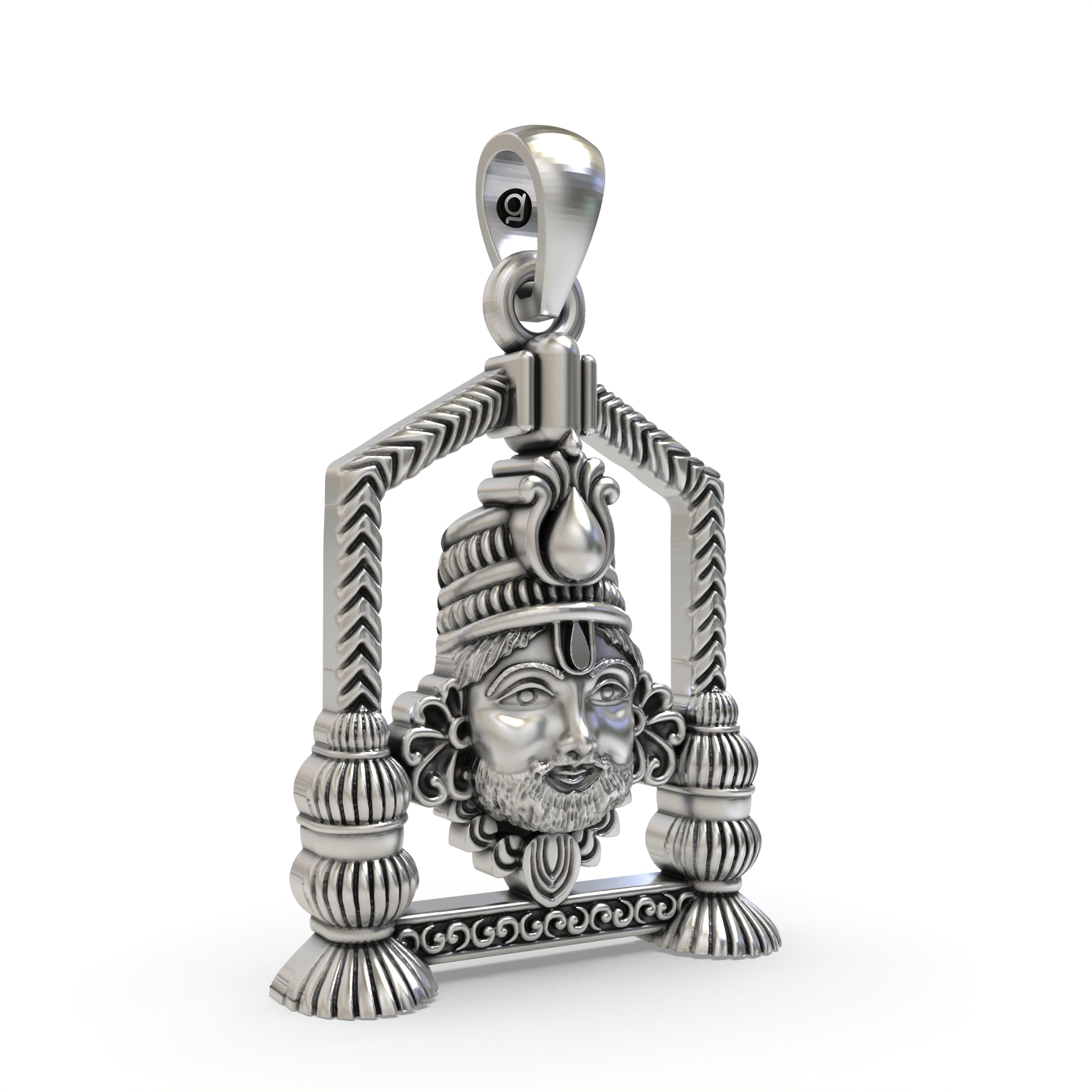 Khatu Shyam Ji Face Pendant in 925 Silver | Spiritual Jewelry for Devotees