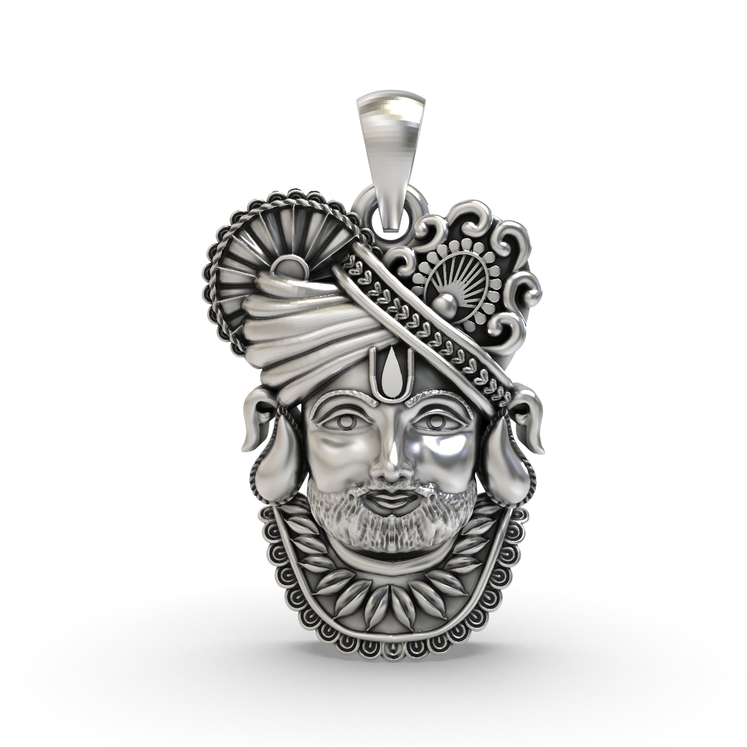 Pure 925 Silver Khatu Shyam Pendant | Handmade Hindu God Jewelry