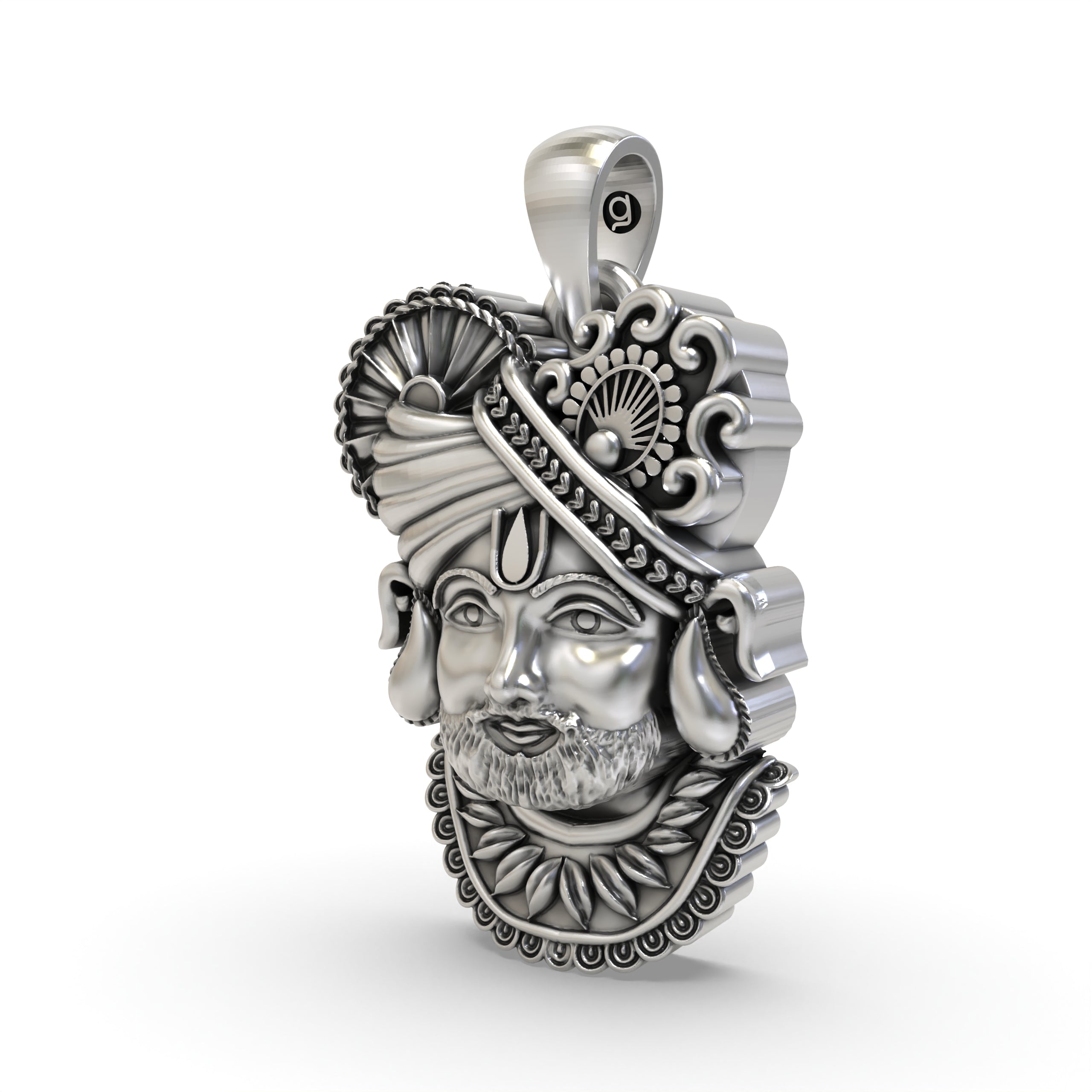 Pure 925 Silver Khatu Shyam Pendant | Handmade Hindu God Jewelry