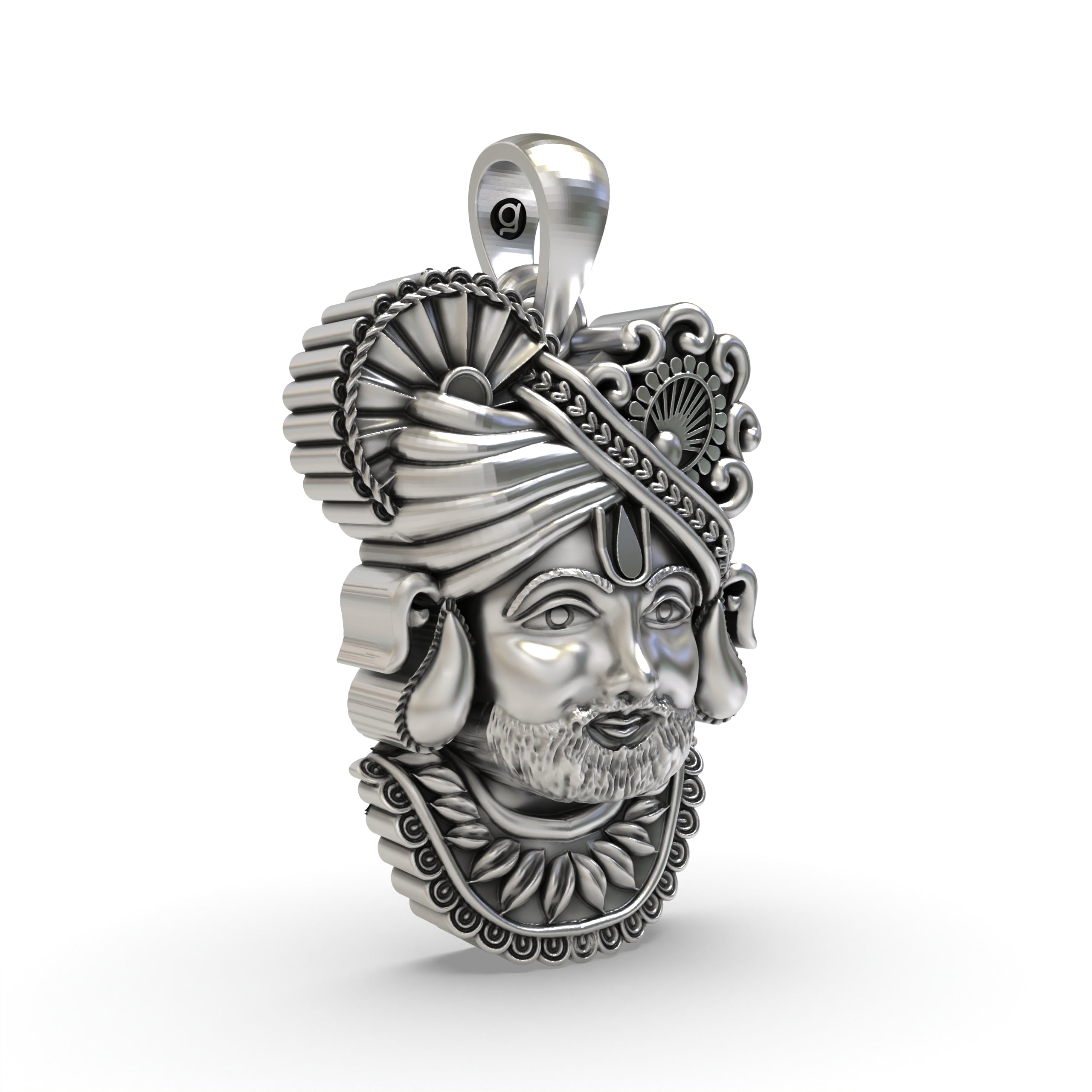 Pure 925 Silver Khatu Shyam Pendant | Handmade Hindu God Jewelry