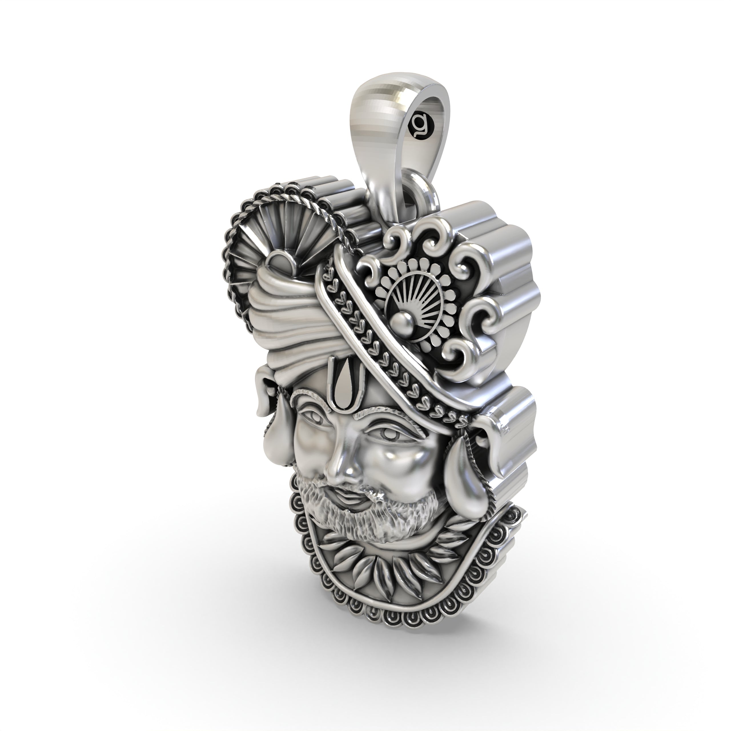 Pure 925 Silver Khatu Shyam Pendant | Handmade Hindu God Jewelry