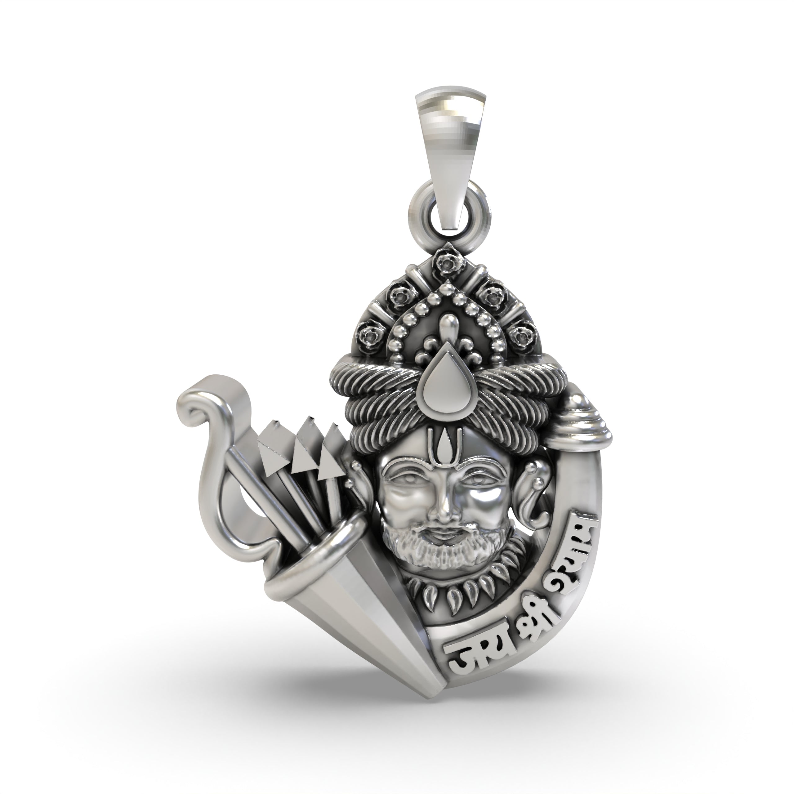 Shri Khatu Shyam Ji Pendant in Sterling Silver | Indian Devotional Pendant