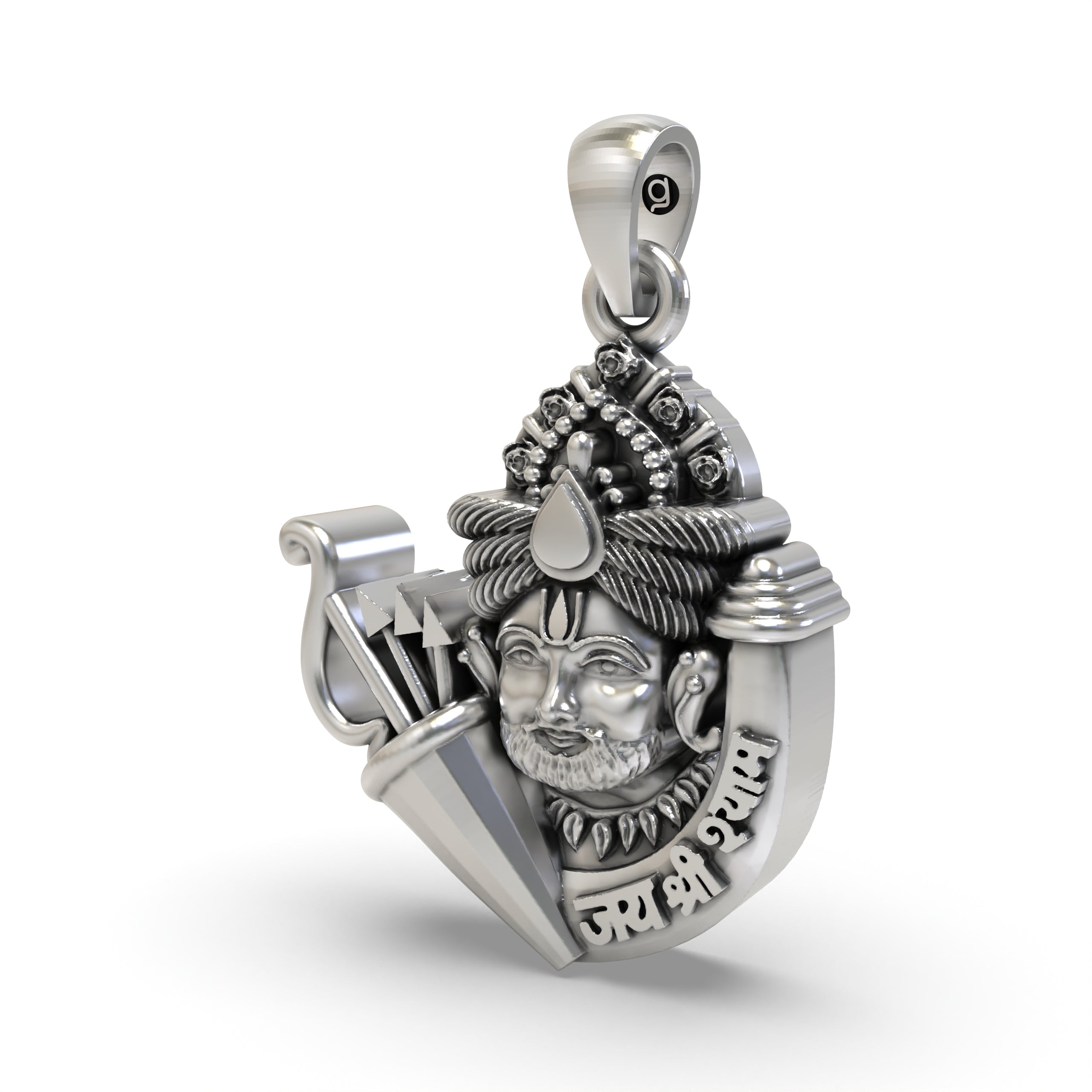 Shri Khatu Shyam Ji Pendant in Sterling Silver | Indian Devotional Pendant