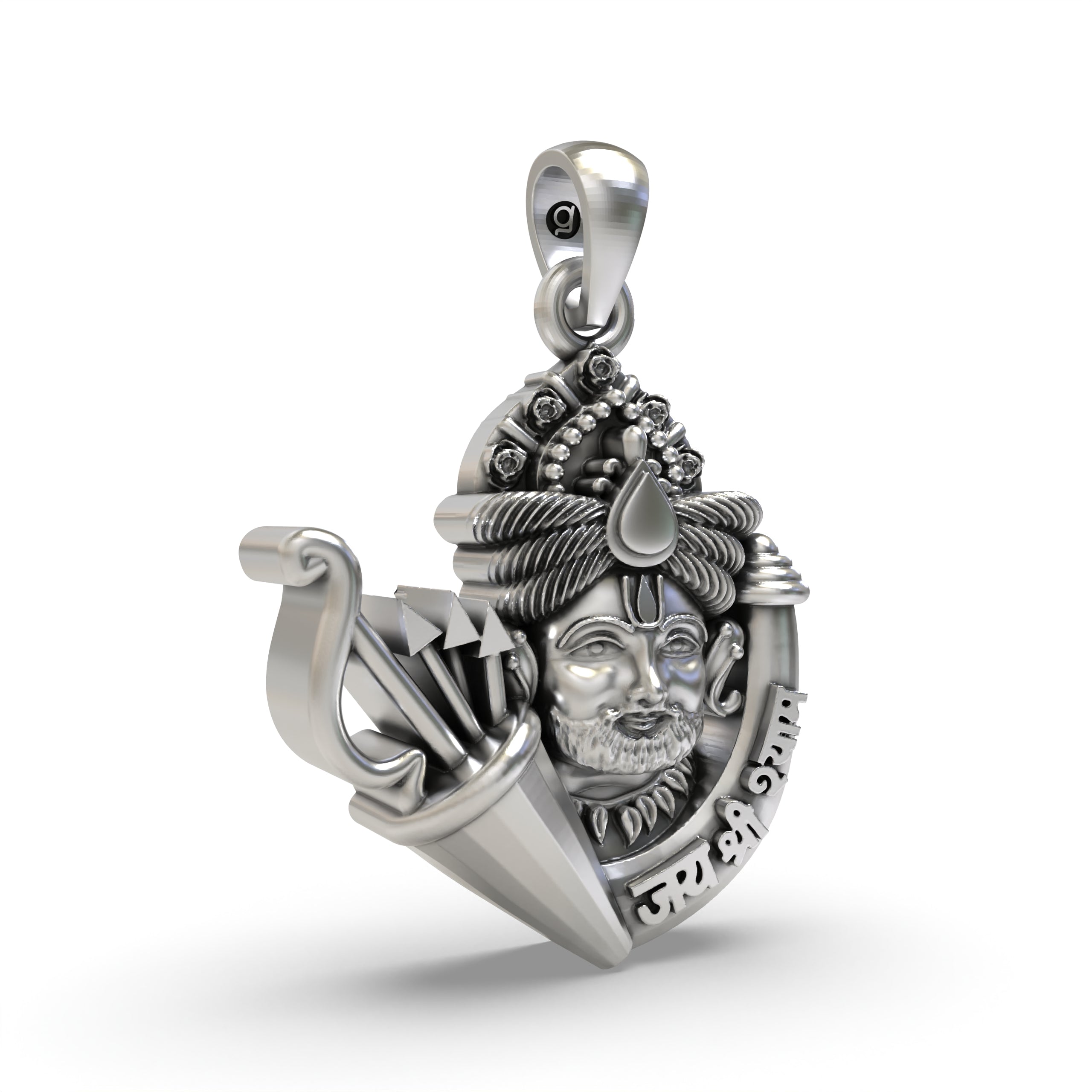 Shri Khatu Shyam Ji Pendant in Sterling Silver | Indian Devotional Pendant
