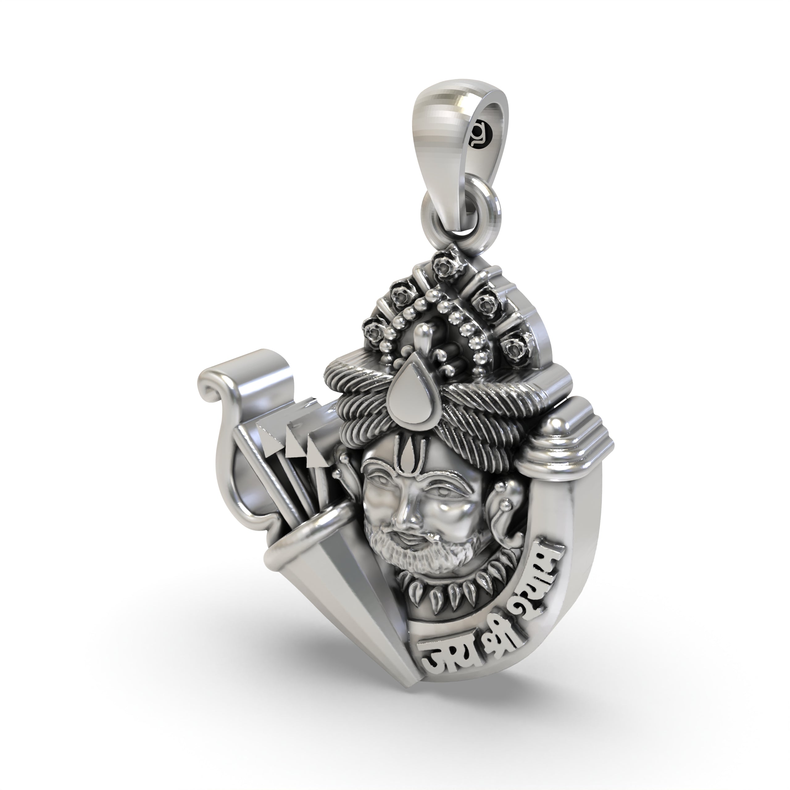 Shri Khatu Shyam Ji Pendant in Sterling Silver | Indian Devotional Pendant