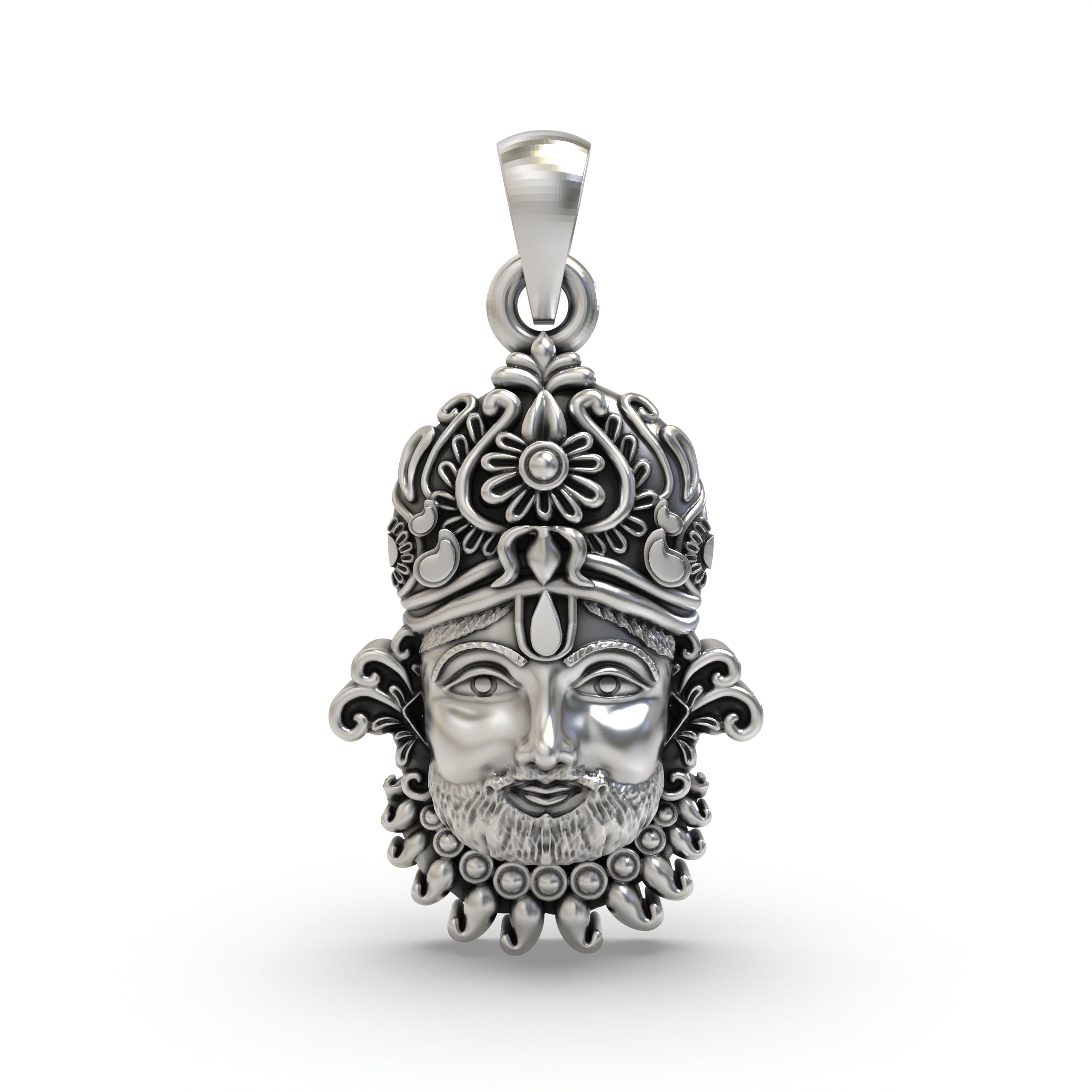 Antique Finish Khatu Shyam Pendant in 925 Silver | Divine Face Jewelry