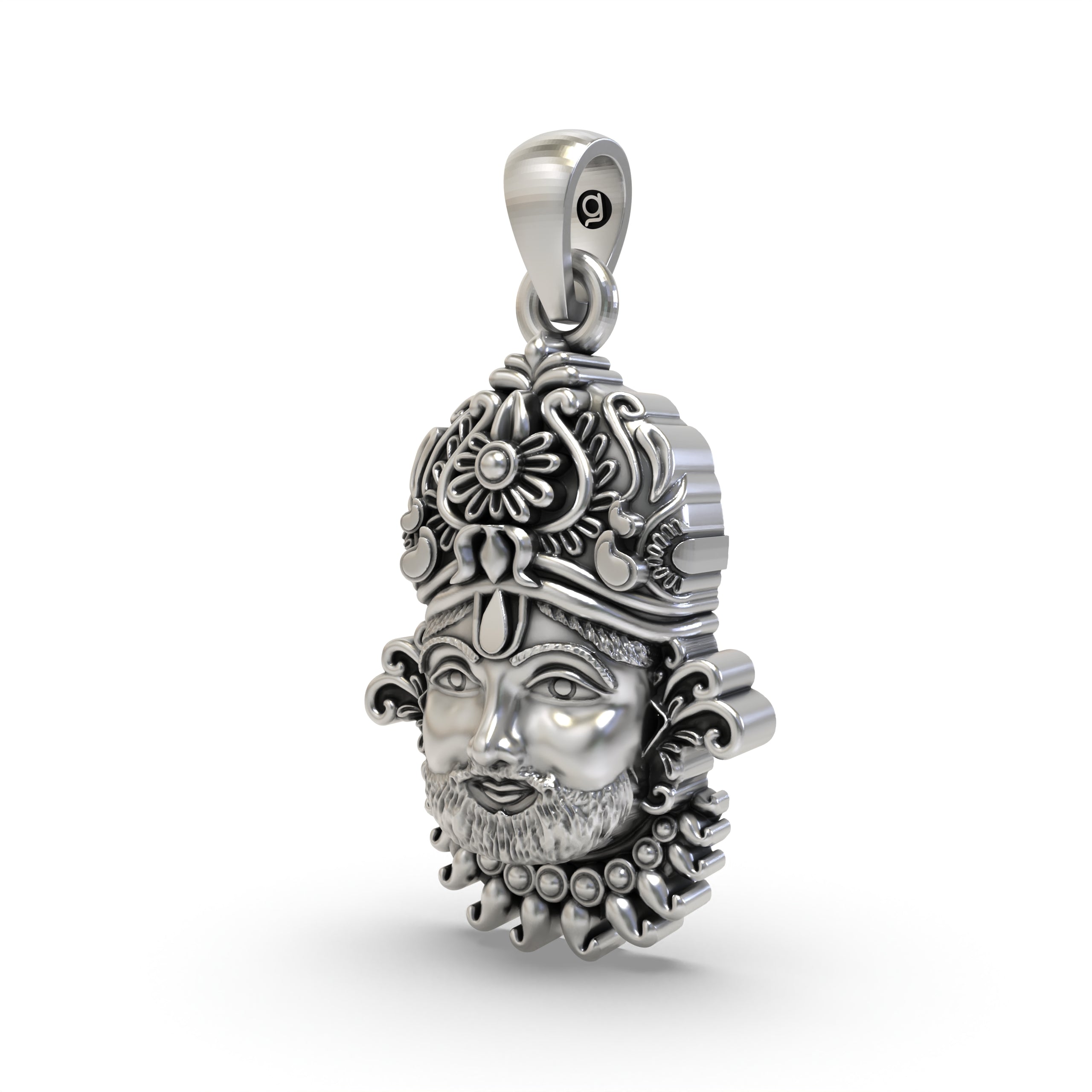 Antique Finish Khatu Shyam Pendant in 925 Silver | Divine Face Jewelry