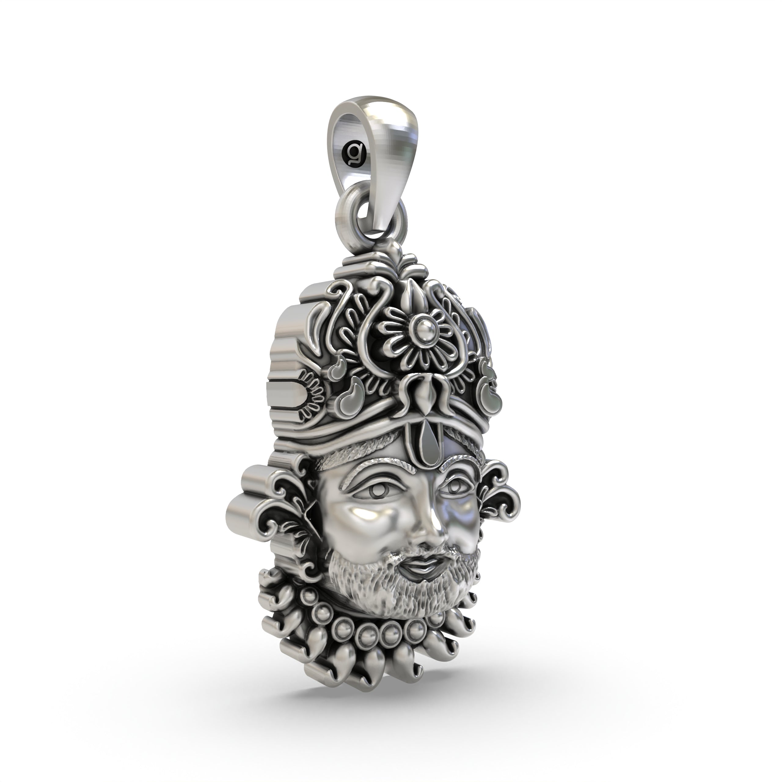 Antique Finish Khatu Shyam Pendant in 925 Silver | Divine Face Jewelry