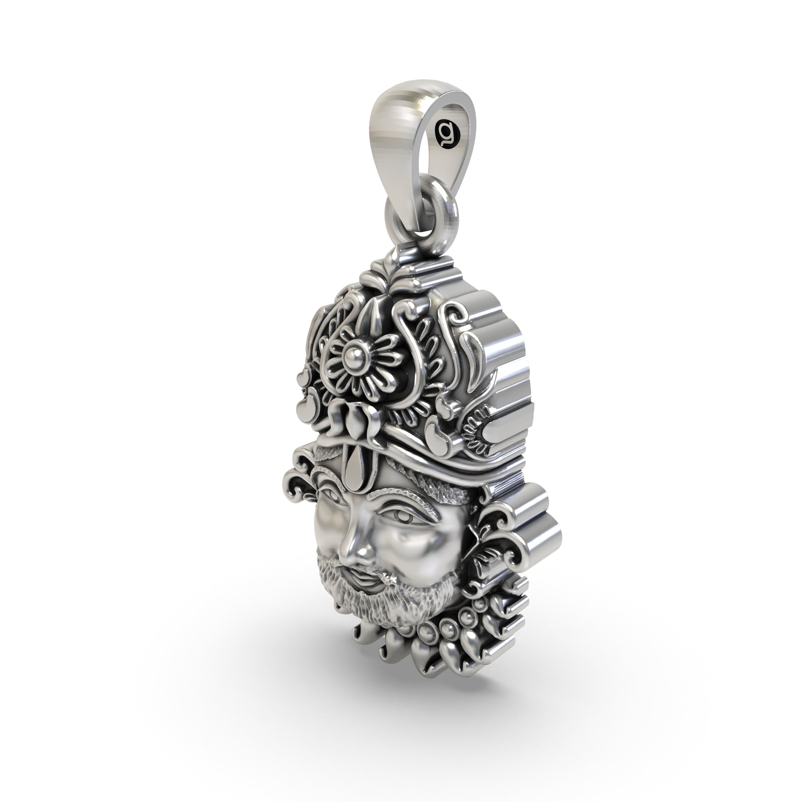 Antique Finish Khatu Shyam Pendant in 925 Silver | Divine Face Jewelry