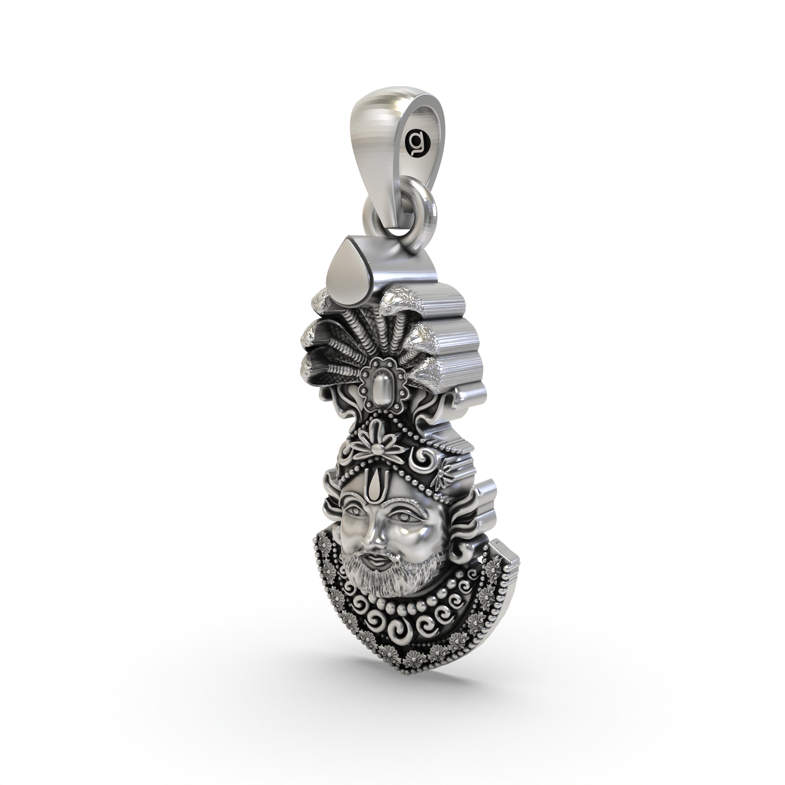 Khatu Shyam Face Pendant | Premium 925 Silver Hindu God Pendant