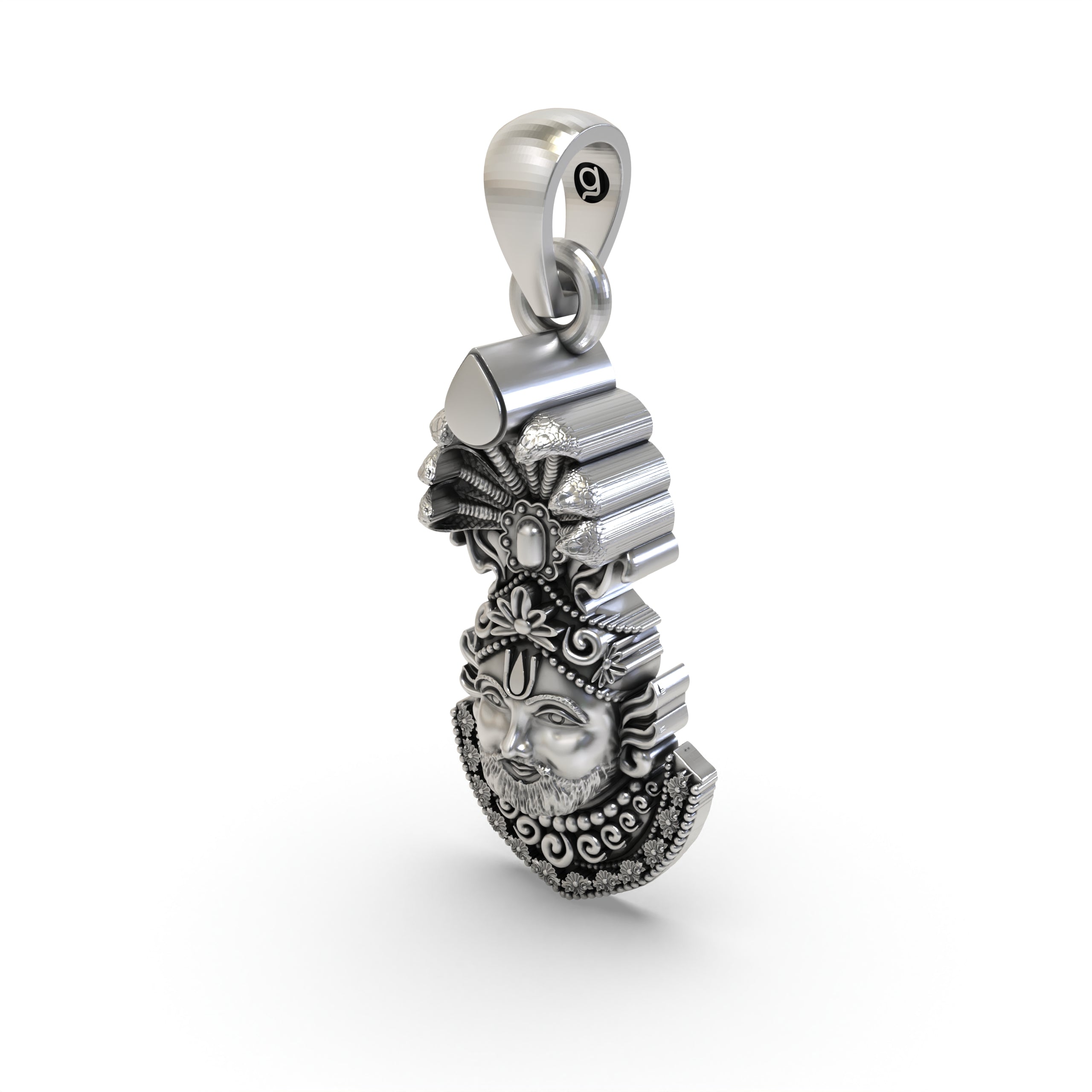 Khatu Shyam Face Pendant | Premium 925 Silver Hindu God Pendant
