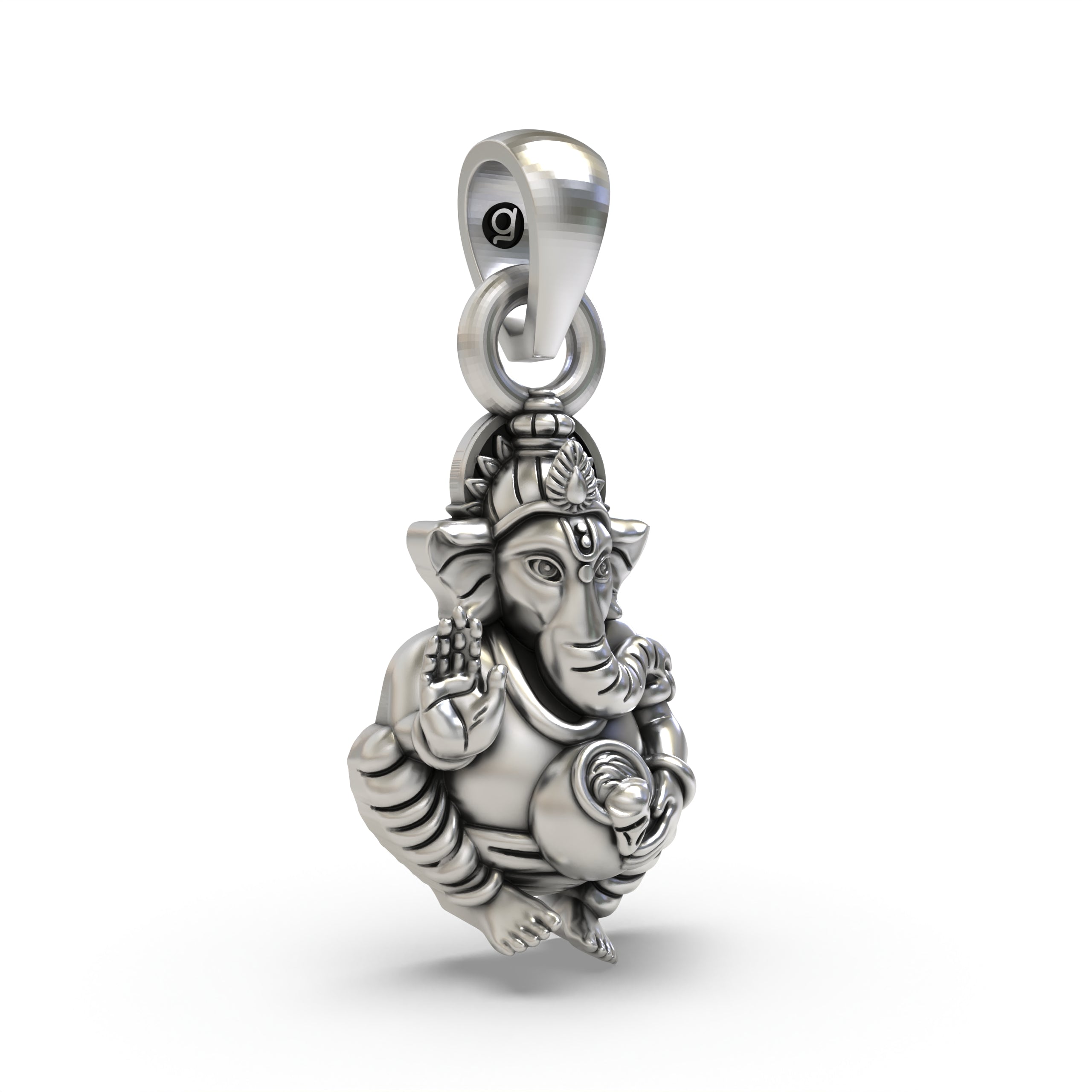 Ganpati Bapa Pendant in Pure 925 Silver | Handmade Hindu God Jewelry for Wisdom & Blessings