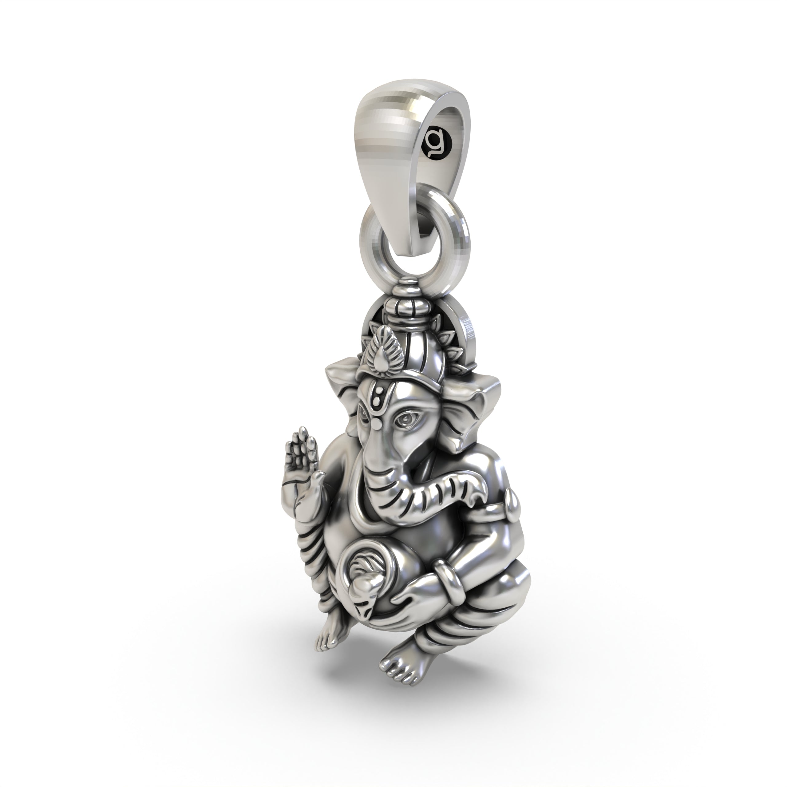 Ganpati Bapa Pendant in Pure 925 Silver | Handmade Hindu God Jewelry for Wisdom & Blessings
