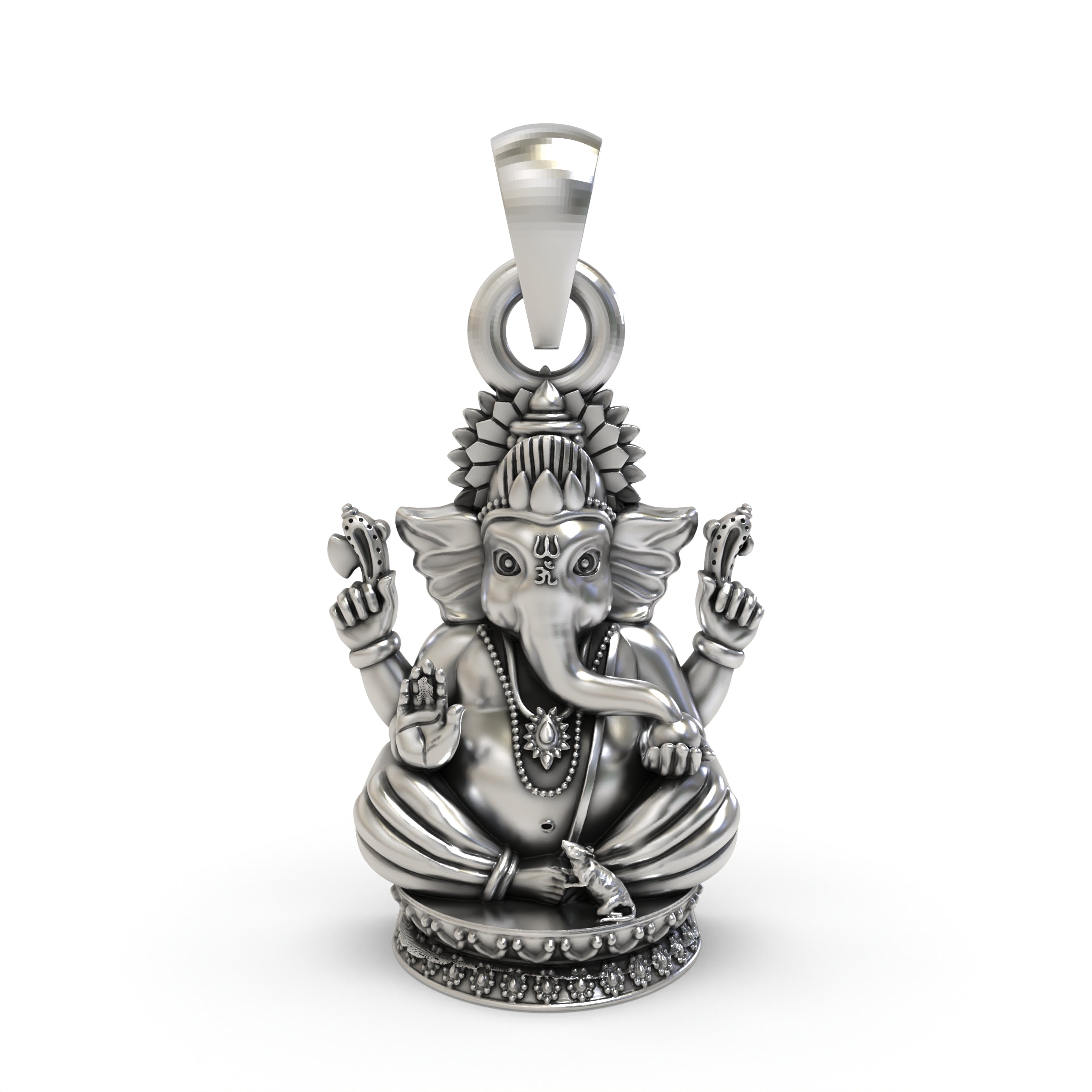 Ganpati Bappa Face Pendant in 925 Silver | Divine Protection Jewelry for Devotees