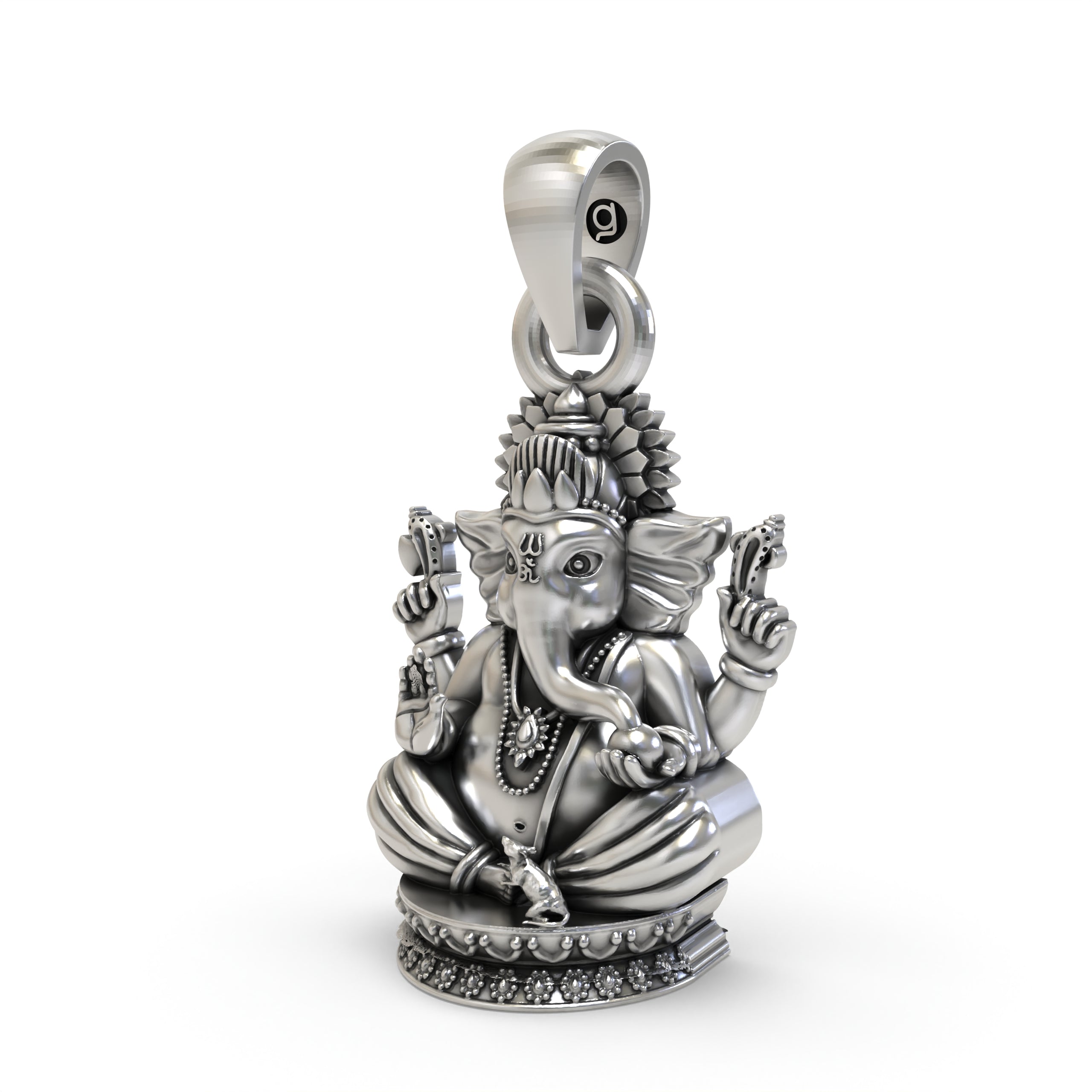 Ganpati Bappa Face Pendant in 925 Silver | Divine Protection Jewelry for Devotees