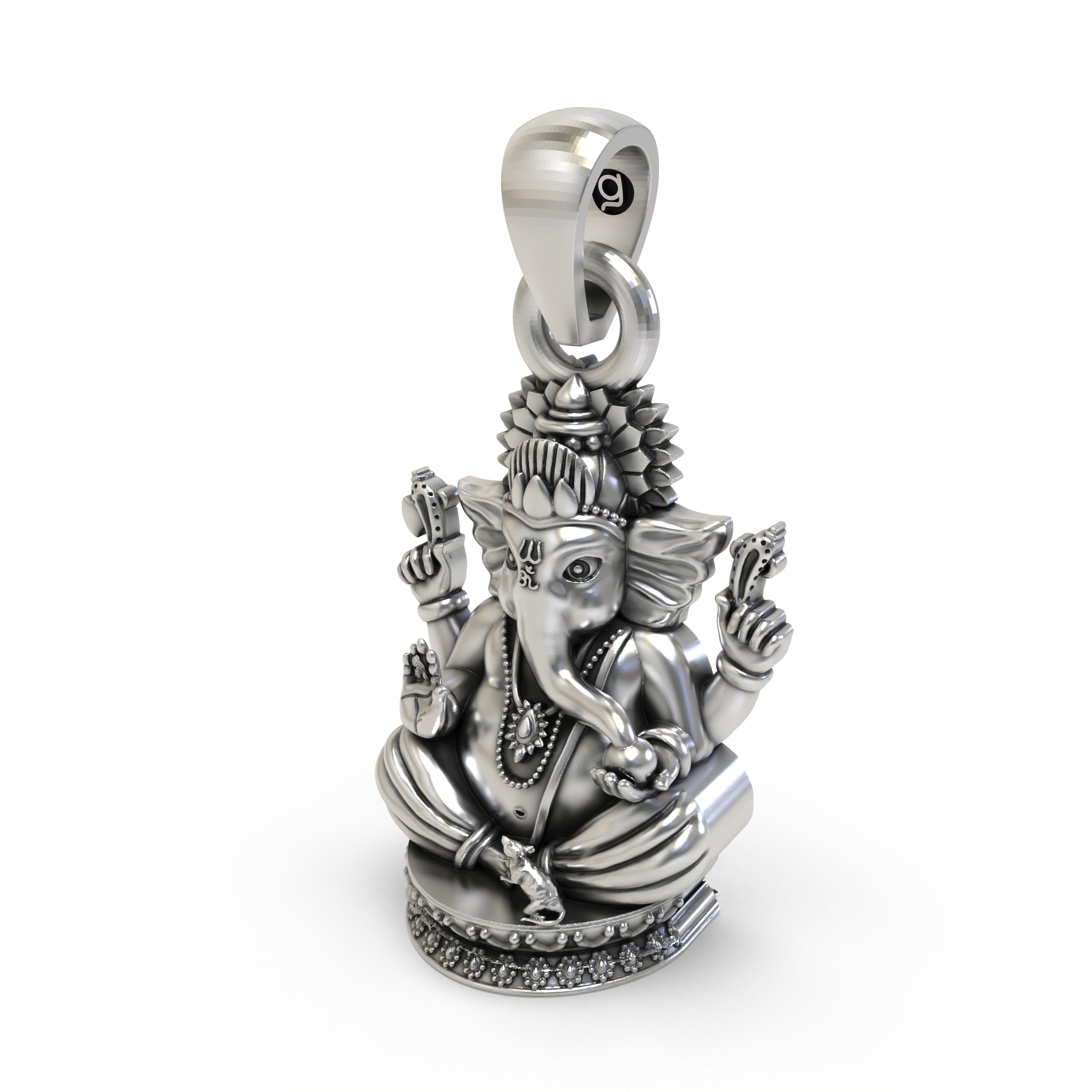 Ganpati Bappa Face Pendant in 925 Silver | Divine Protection Jewelry for Devotees