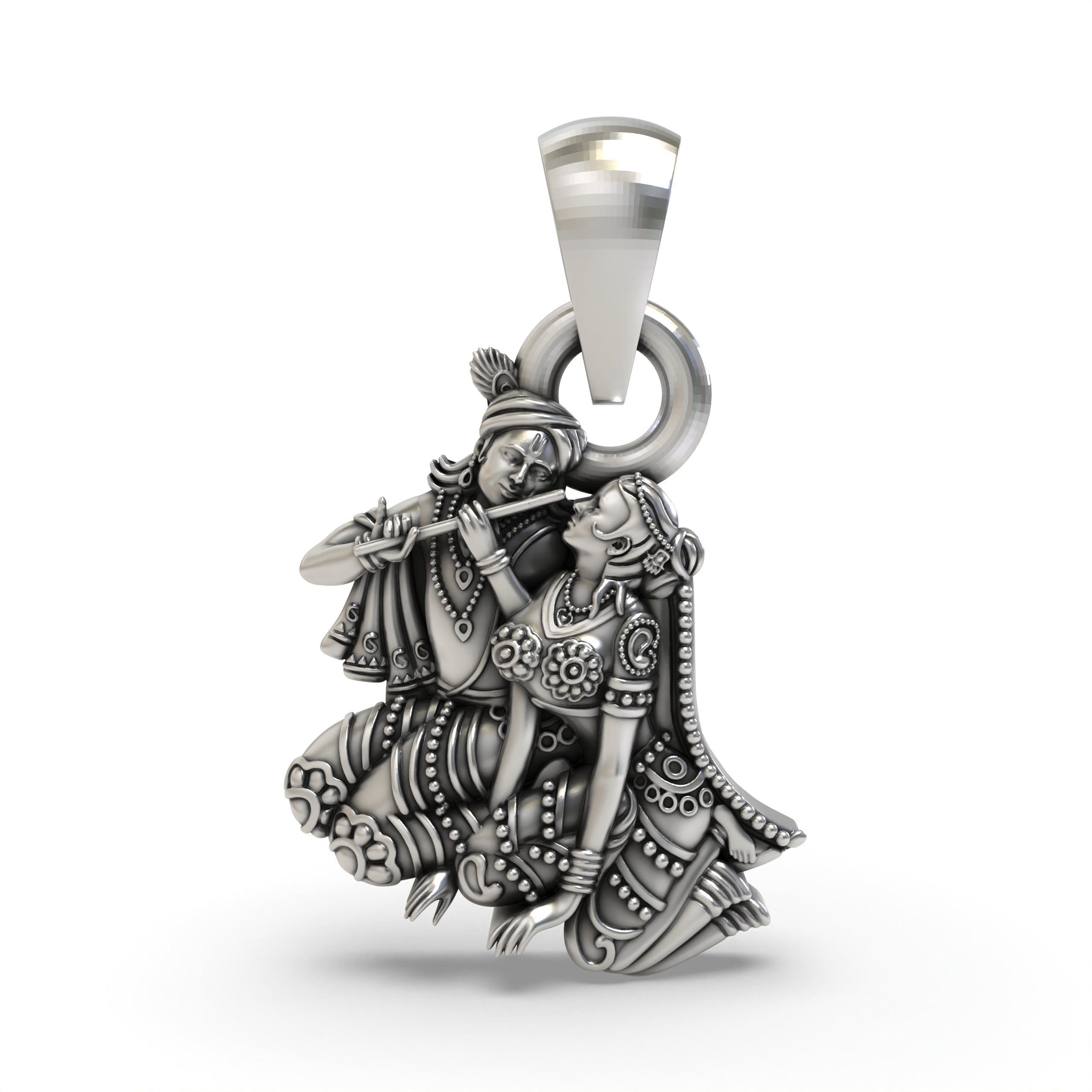 925 Silver Radha Krishna Pendant – Divine Love Couple Idol Jewelry | Spiritual Gift for Devotees & Festivals
