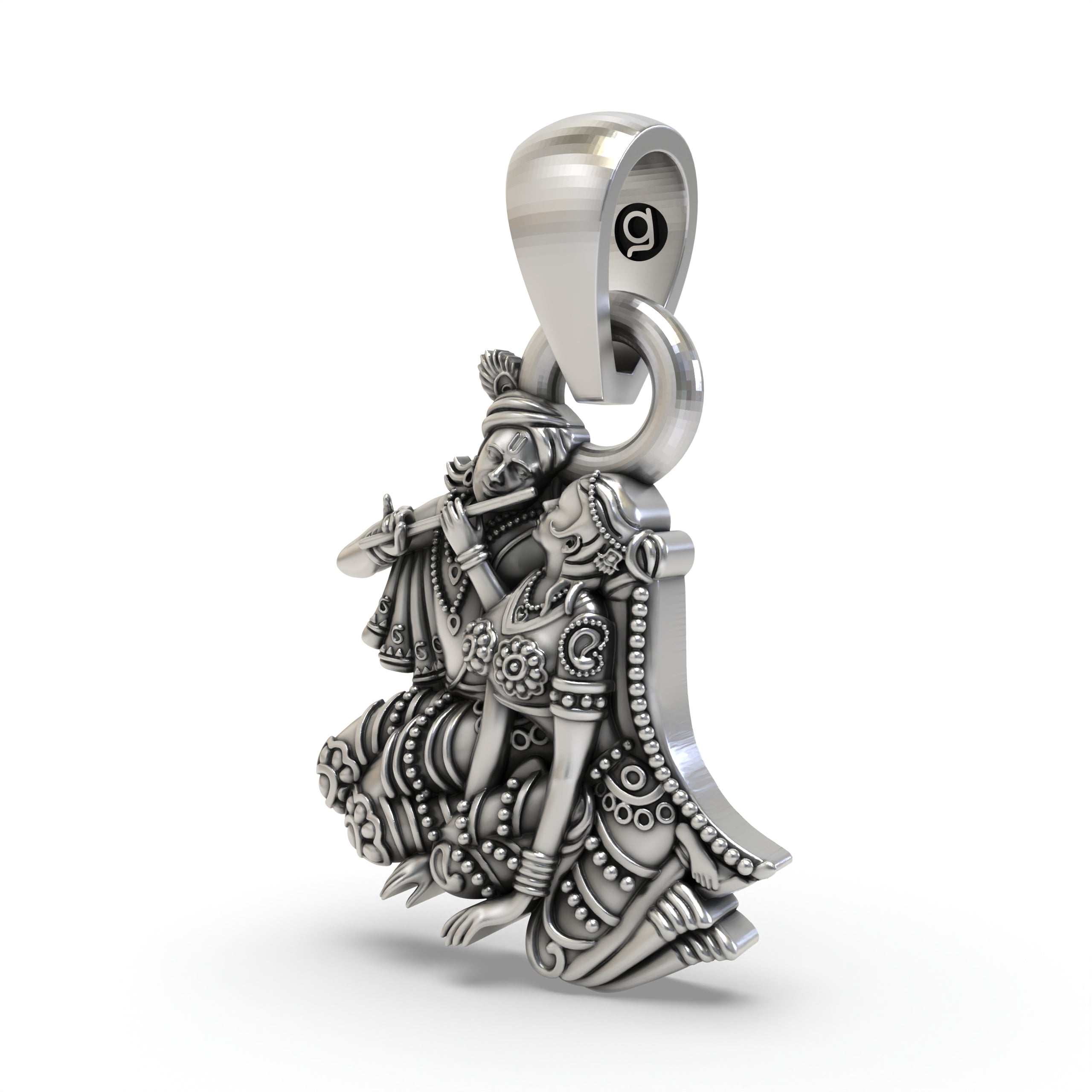 925 Silver Radha Krishna Pendant – Divine Love Couple Idol Jewelry | Spiritual Gift for Devotees & Festivals