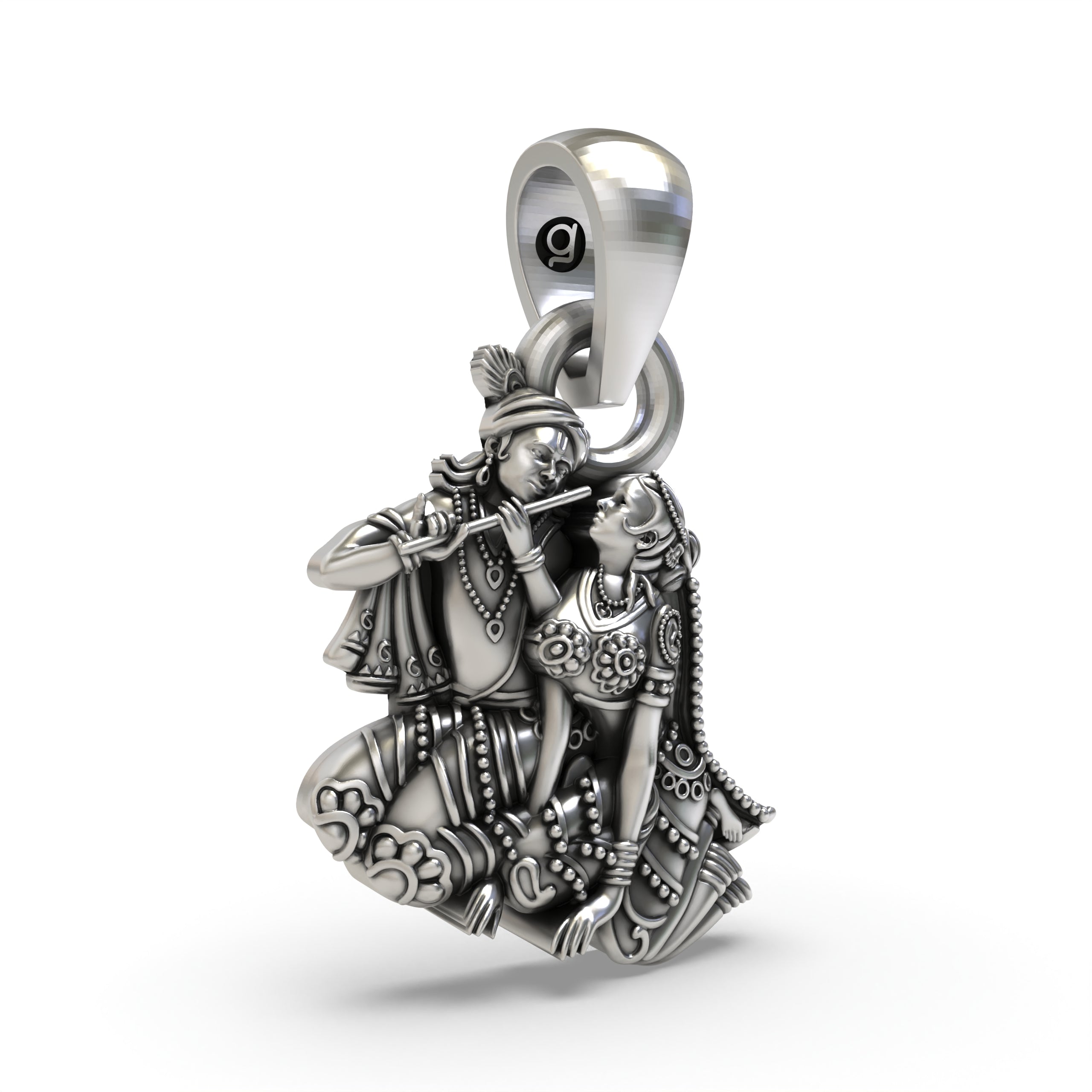 925 Silver Radha Krishna Pendant – Divine Love Couple Idol Jewelry | Spiritual Gift for Devotees & Festivals