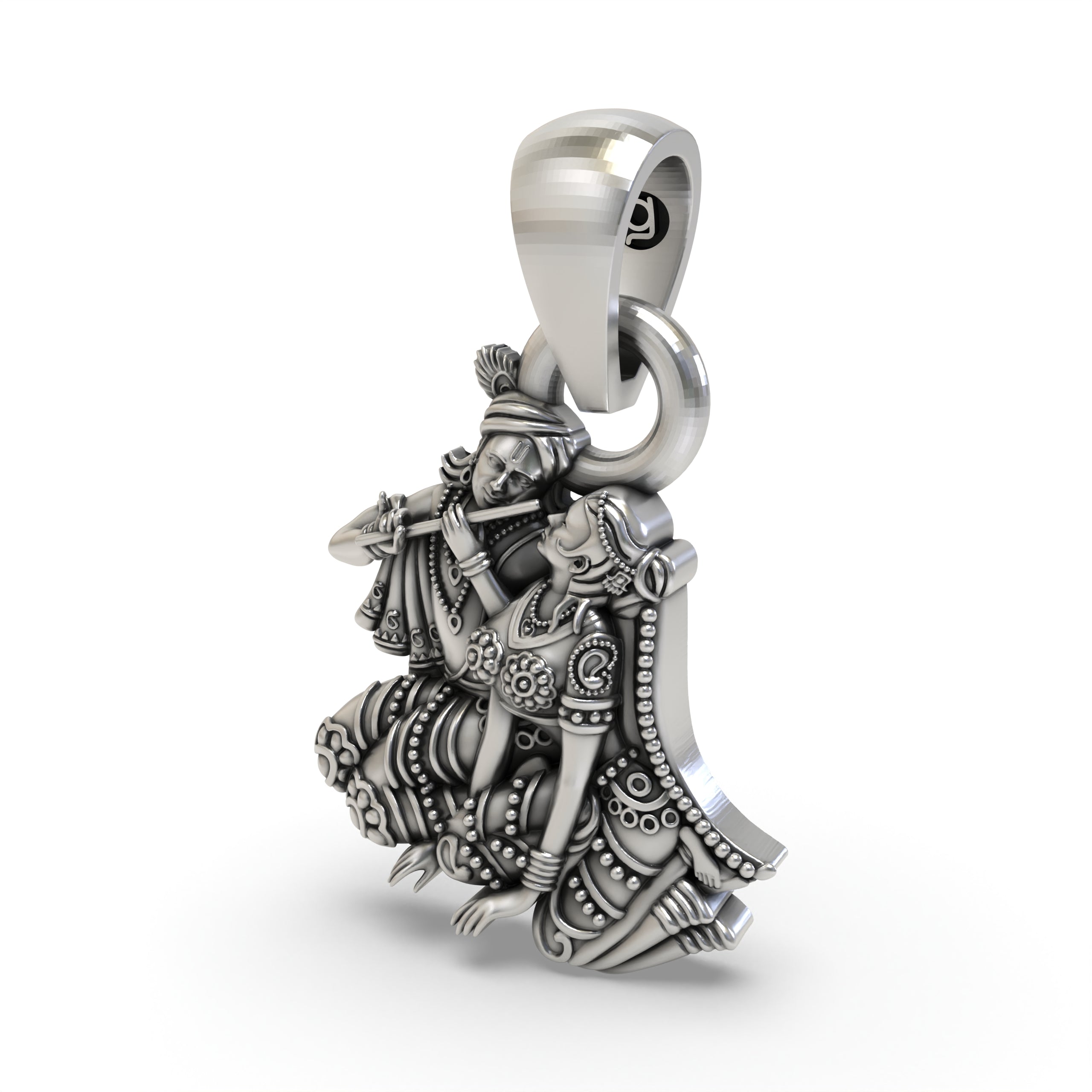925 Silver Radha Krishna Pendant – Divine Love Couple Idol Jewelry | Spiritual Gift for Devotees & Festivals